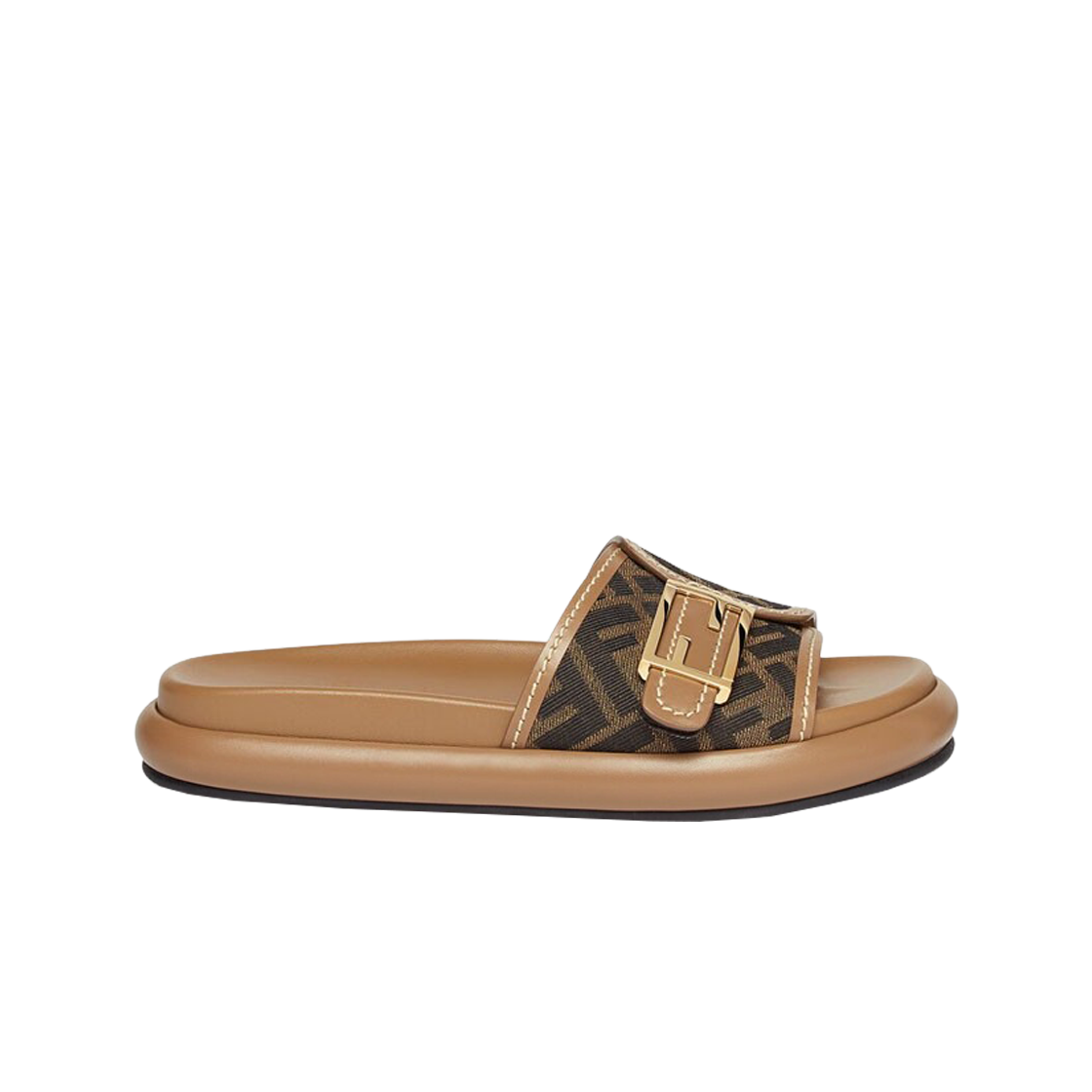 8X8404AJZFF1ICN (W) Fendi Feel FF Fabric Slides Brown