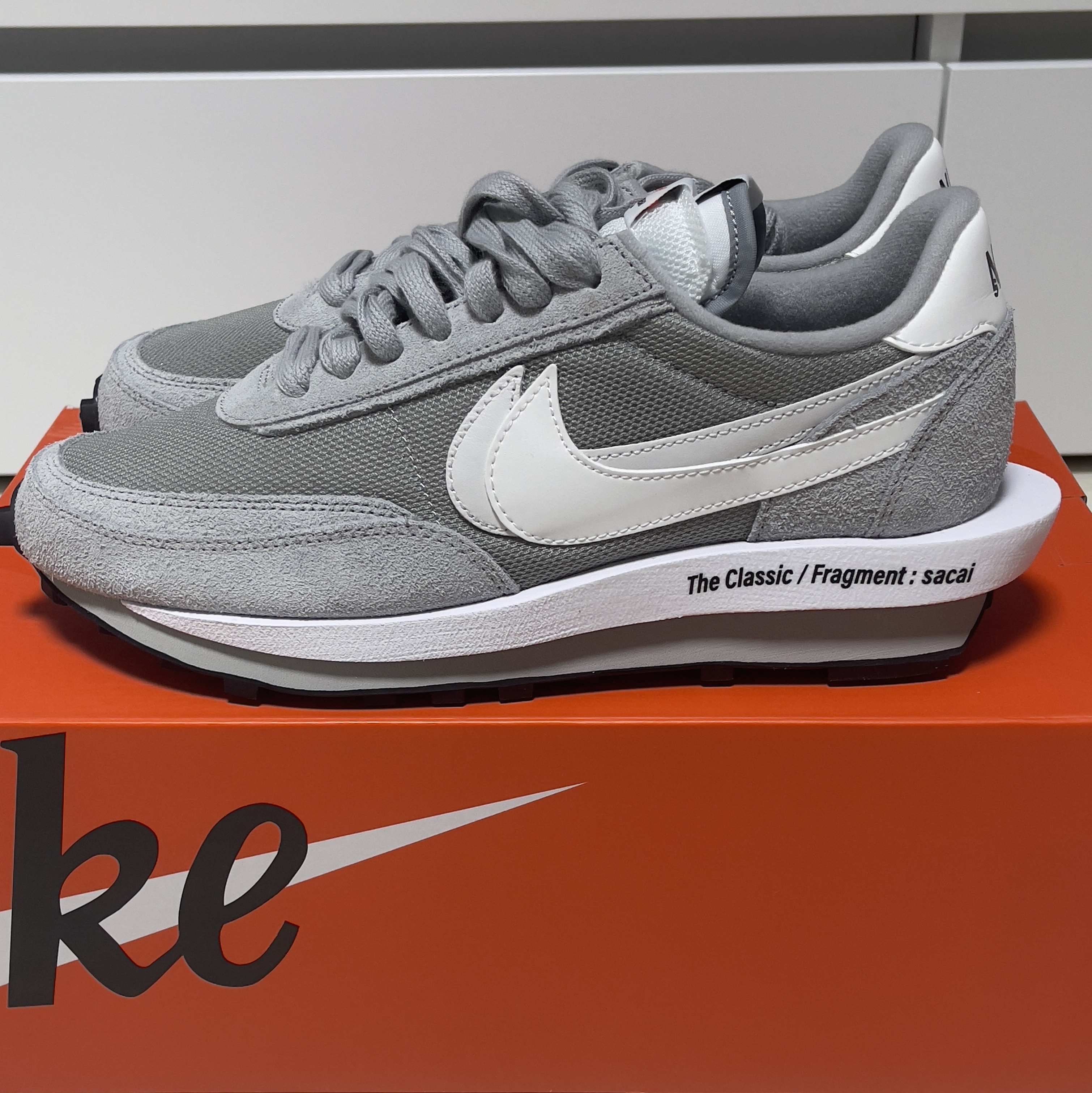 Nike x Sacai x Fragment LDWaffle Light Smoke Grey 착용 스타일 - 1