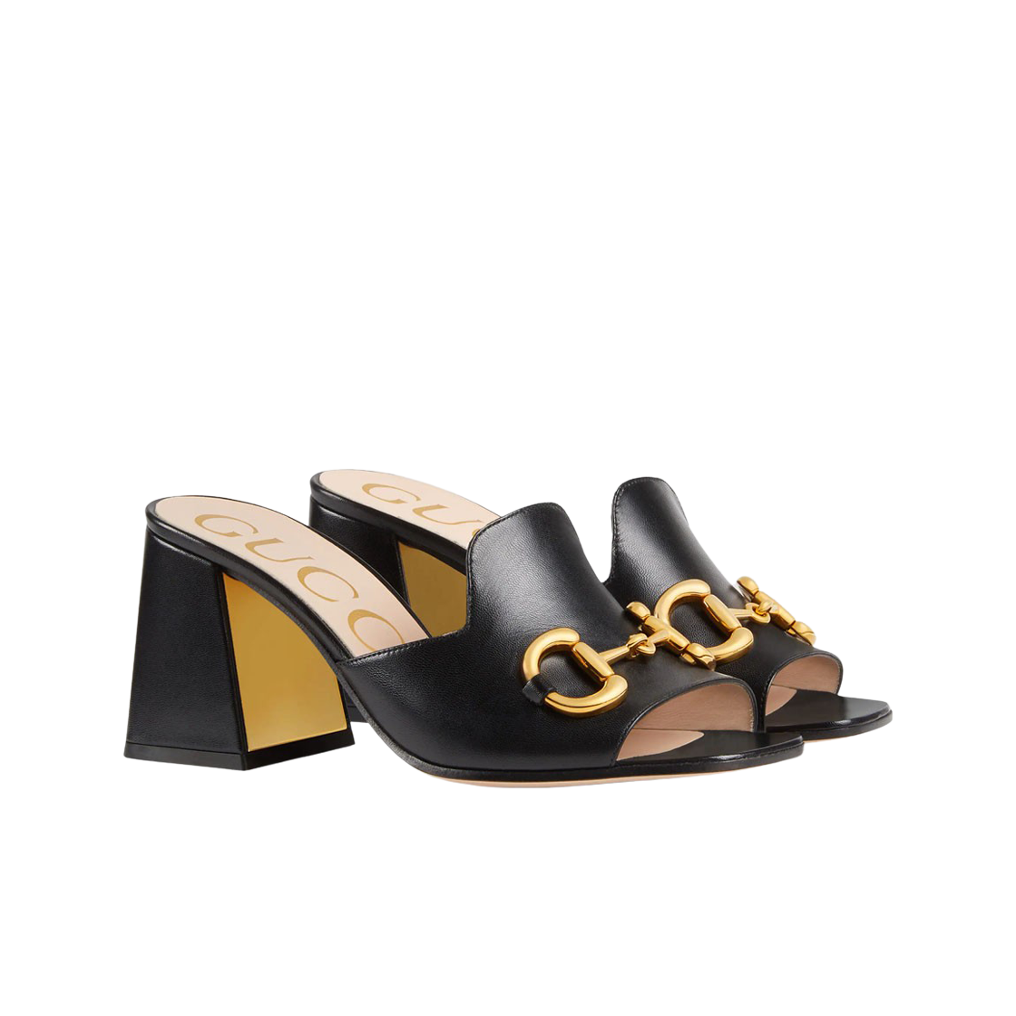 (W) 구찌 홀스빗 레더 슬라이드 샌들 블랙((W) Gucci Leather Slide Sandal with Horsebit Black) - 2