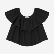 Kindersalmon Women Gathered Waist Cotton Top Black