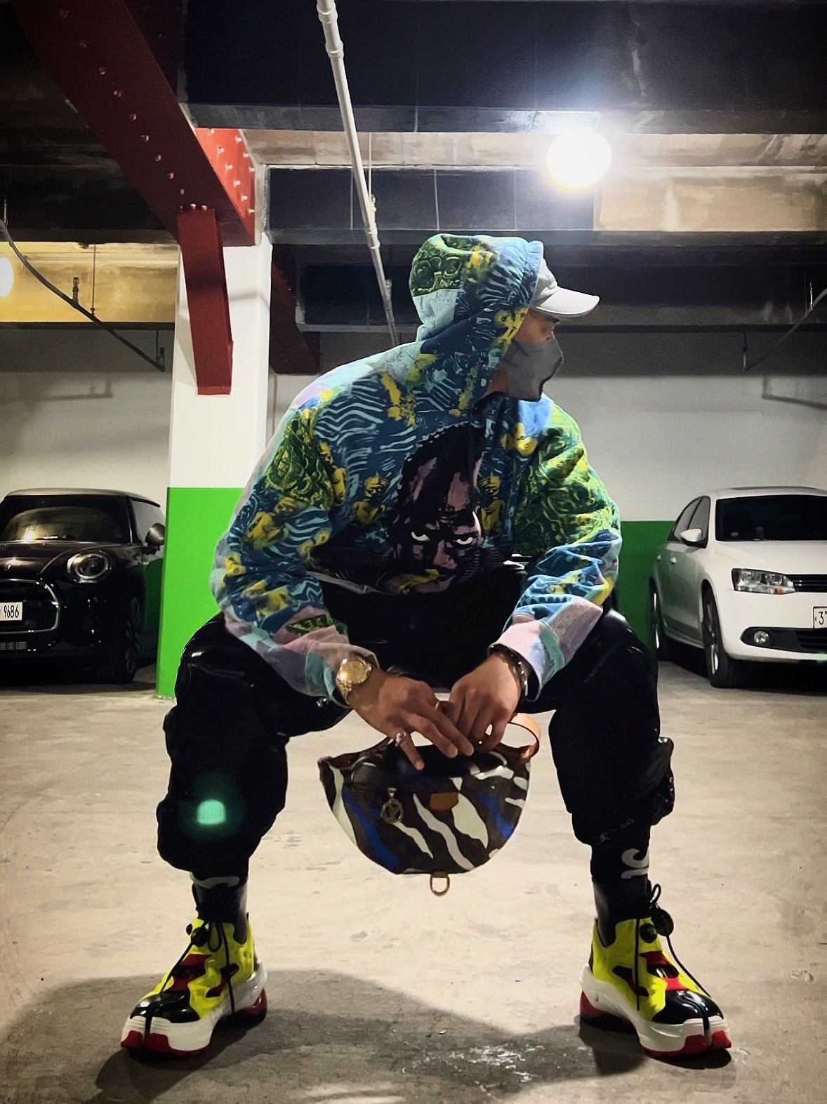 Supreme Washed Chino Twill Camp Cap Grey - 22SS, Supreme Don’t Fuck Around T-Shirt Heather Grey - 22FW 착용 스타일 - 2