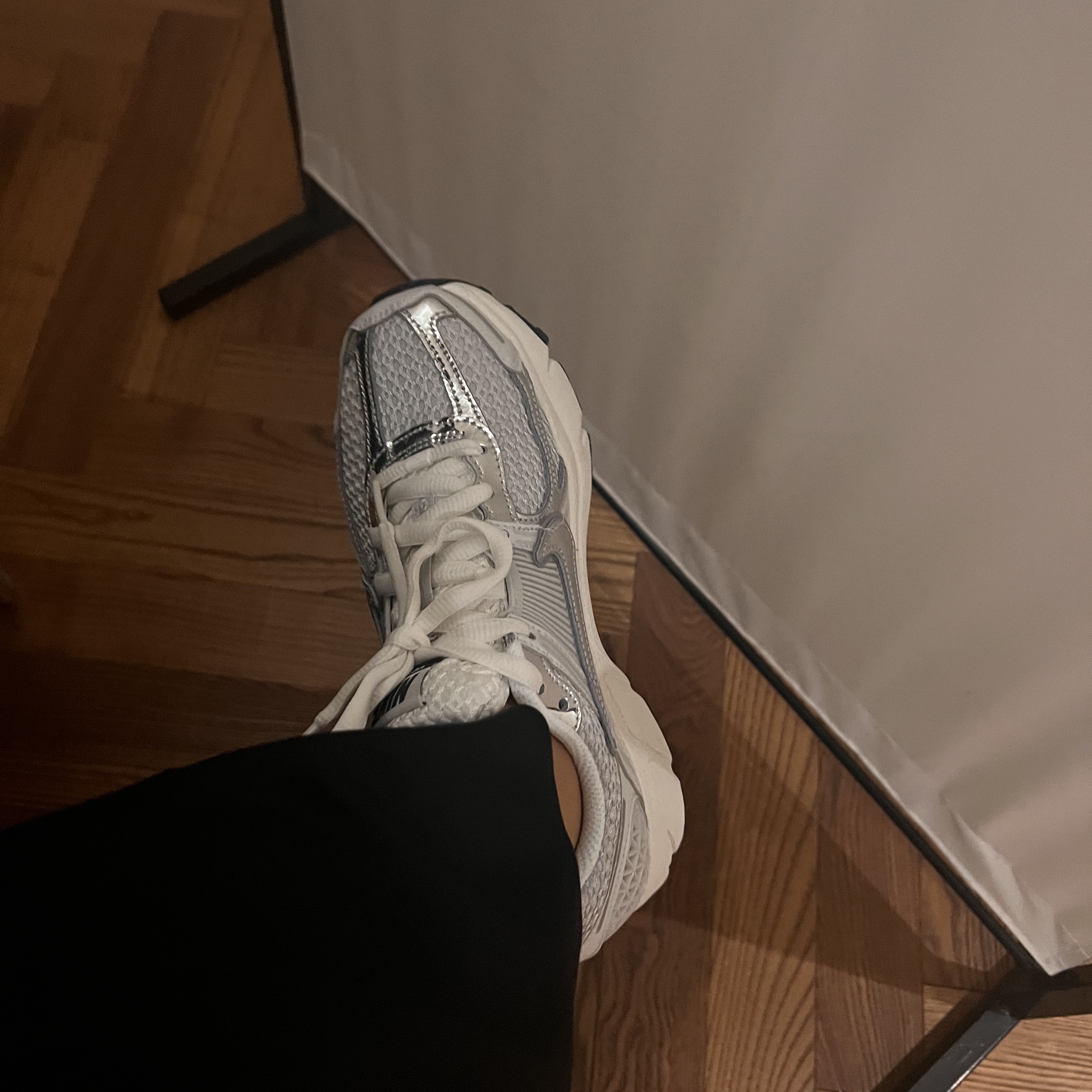 (W) Nike Zoom Vomero 5 Photon Dust and Metallic Silver 착용 스타일