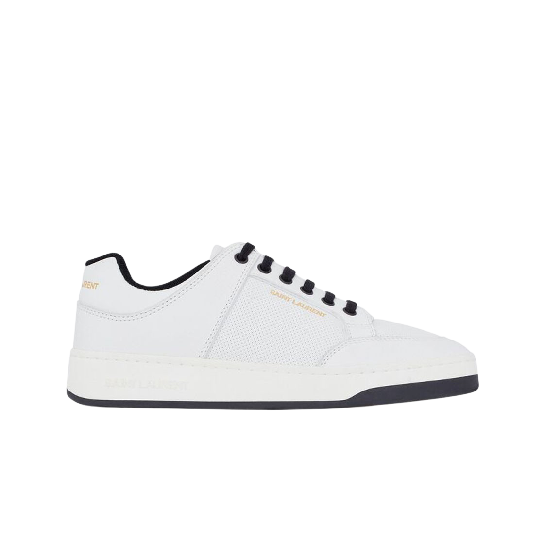 Saint Laurent SL/61 Low-Top Sneakers in Smooth and Grained Leather Blanc Optique 상세 이미지 1