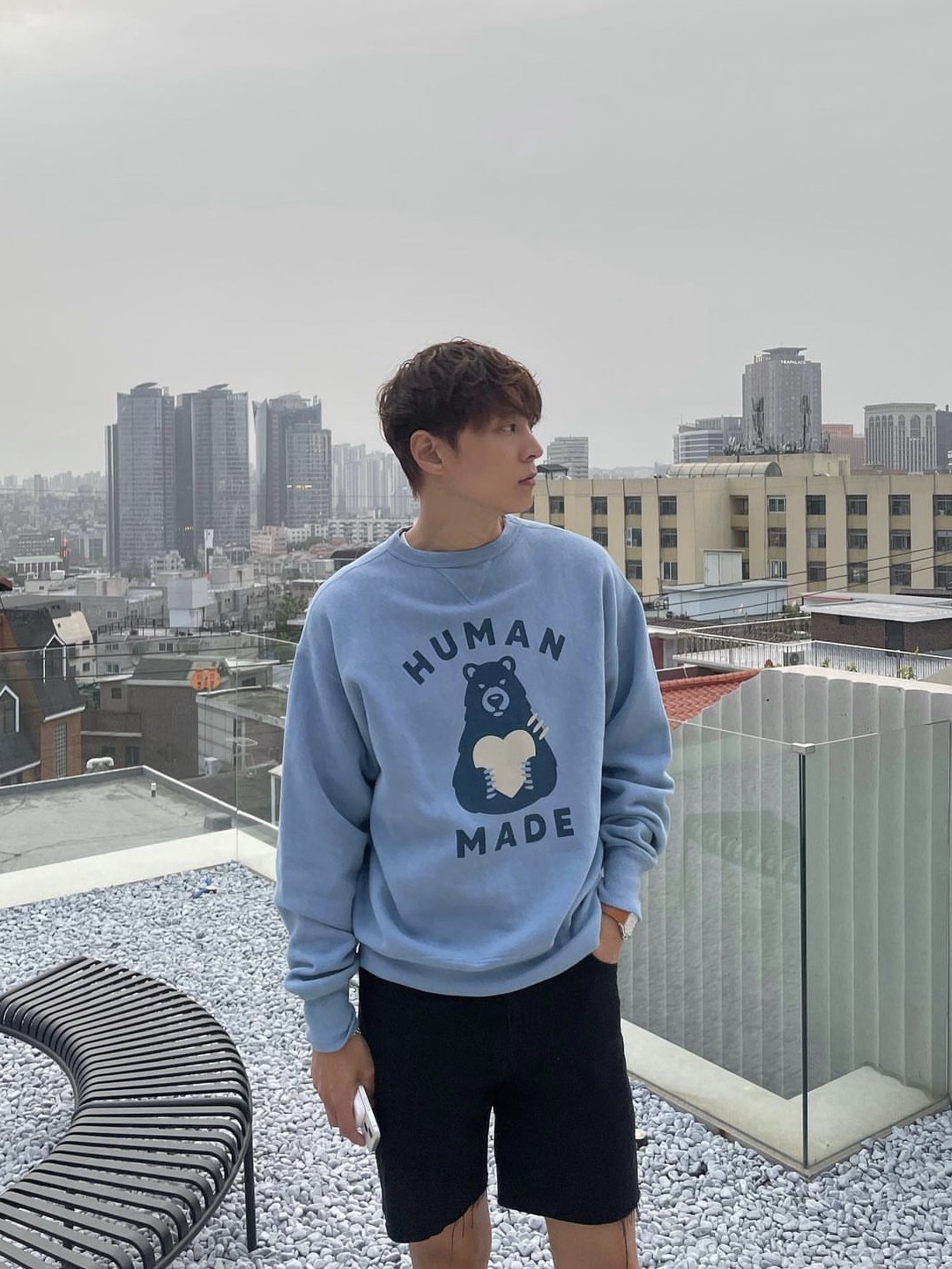 Human Made Tsuriami Sweatshirt #3 Blue 착용 스타일 - 2