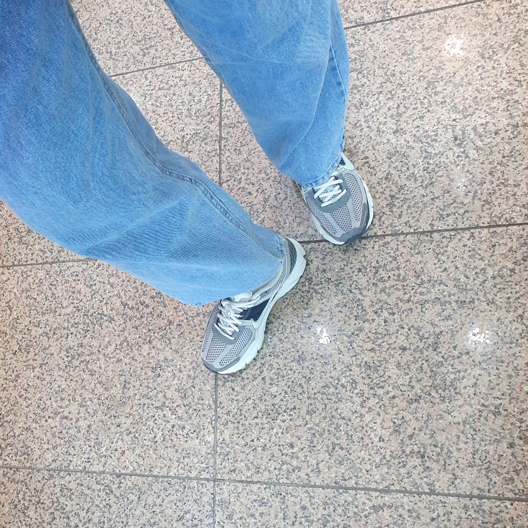 (W) Nike Zoom Vomero 5 Cobblestone and Flat Pewter 착용 스타일