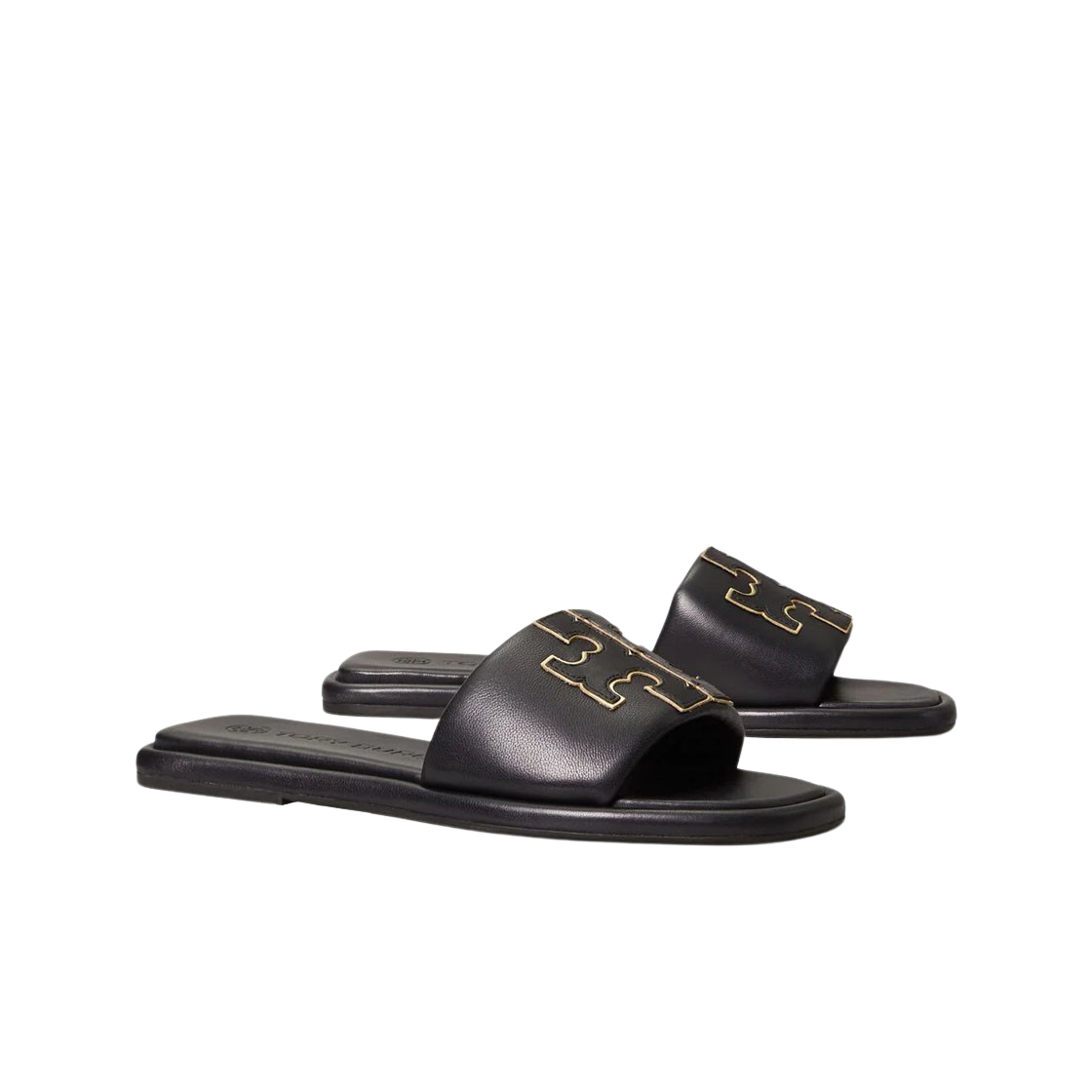 (W) 토리버치 더블 T 스포츠 슬라이드 퍼펙트 블랙 골드((W) Tory Burch Double T Sport Slide Perfect Black Gold) - 2