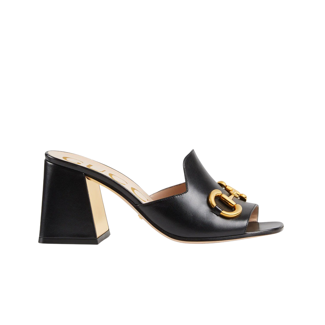 655412-BKO00-1000 (W) Gucci Leather Slide Sandal with Horsebit Black
