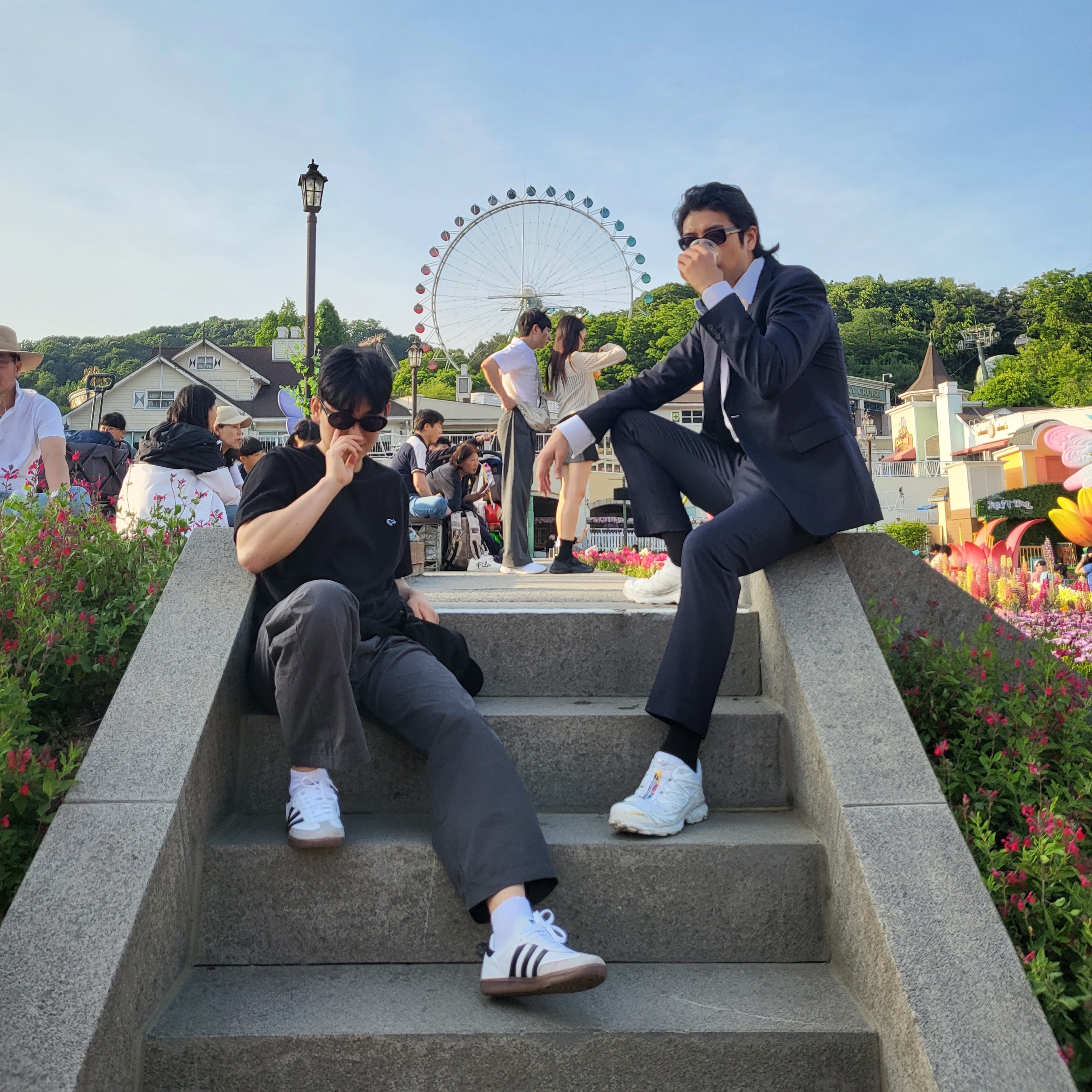 Adidas Samba Vegan White Black 착용 스타일