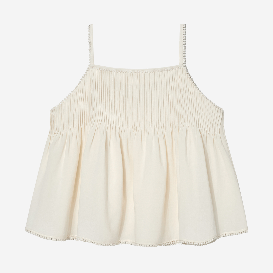 킨더살몬 우먼 핀턱 레이스 슬리브리스 탑 크림(Kindersalmon Women Pintuck Lace Sleeveless Top Cream) - 2
