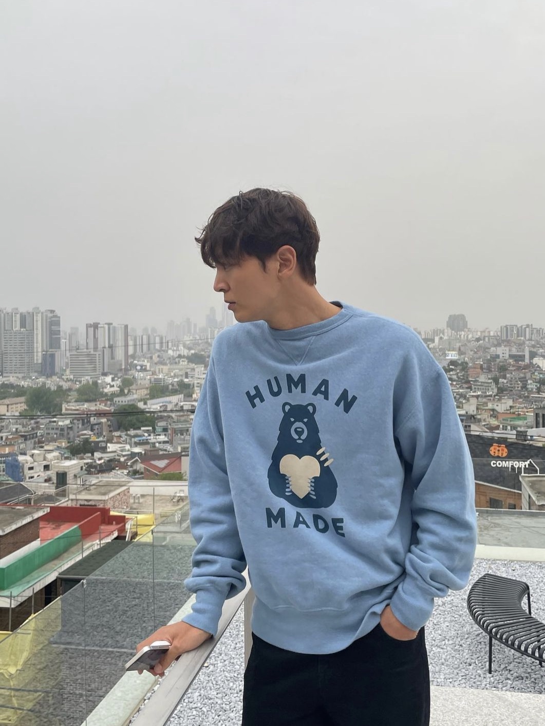 Human Made Tsuriami Sweatshirt #3 Blue 착용 스타일 - 1
