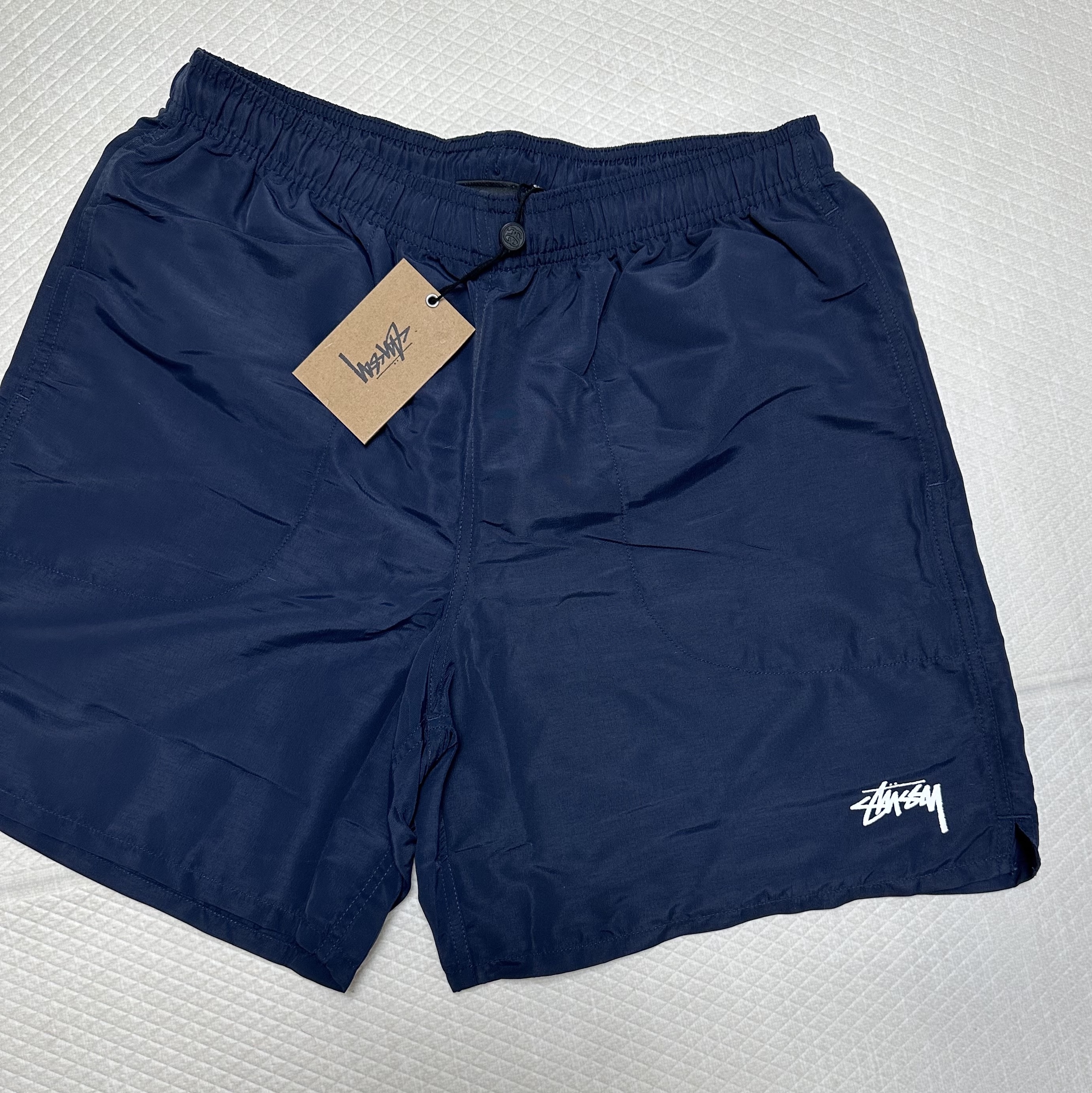 Stussy Stock Water Shorts Navy 착용 스타일