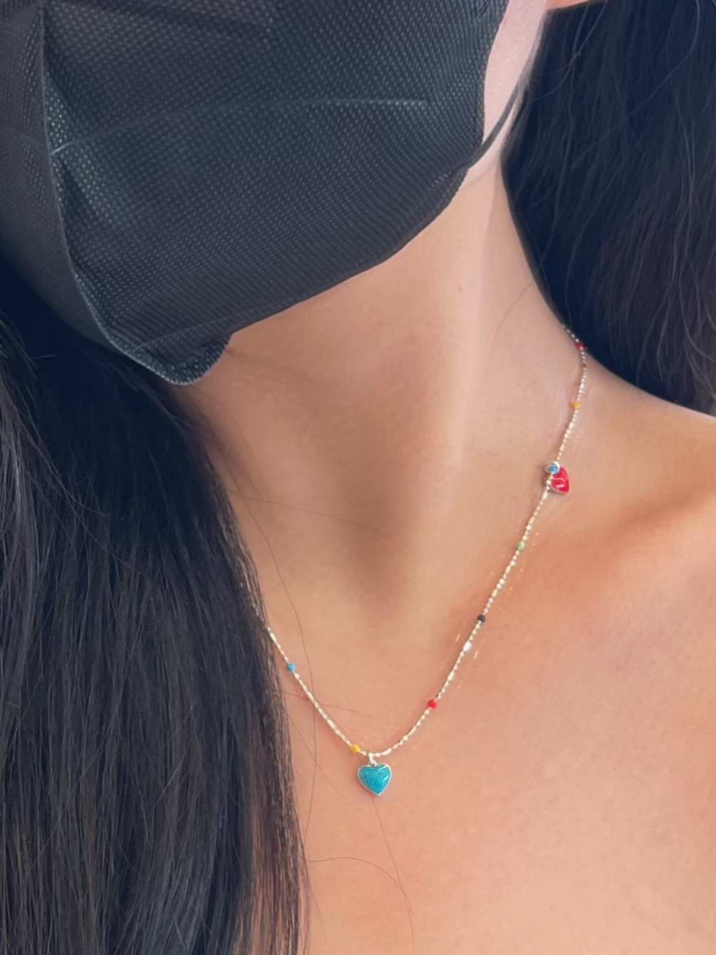 Frica Emo - Smile Necklace Silver 착용 스타일 - 2