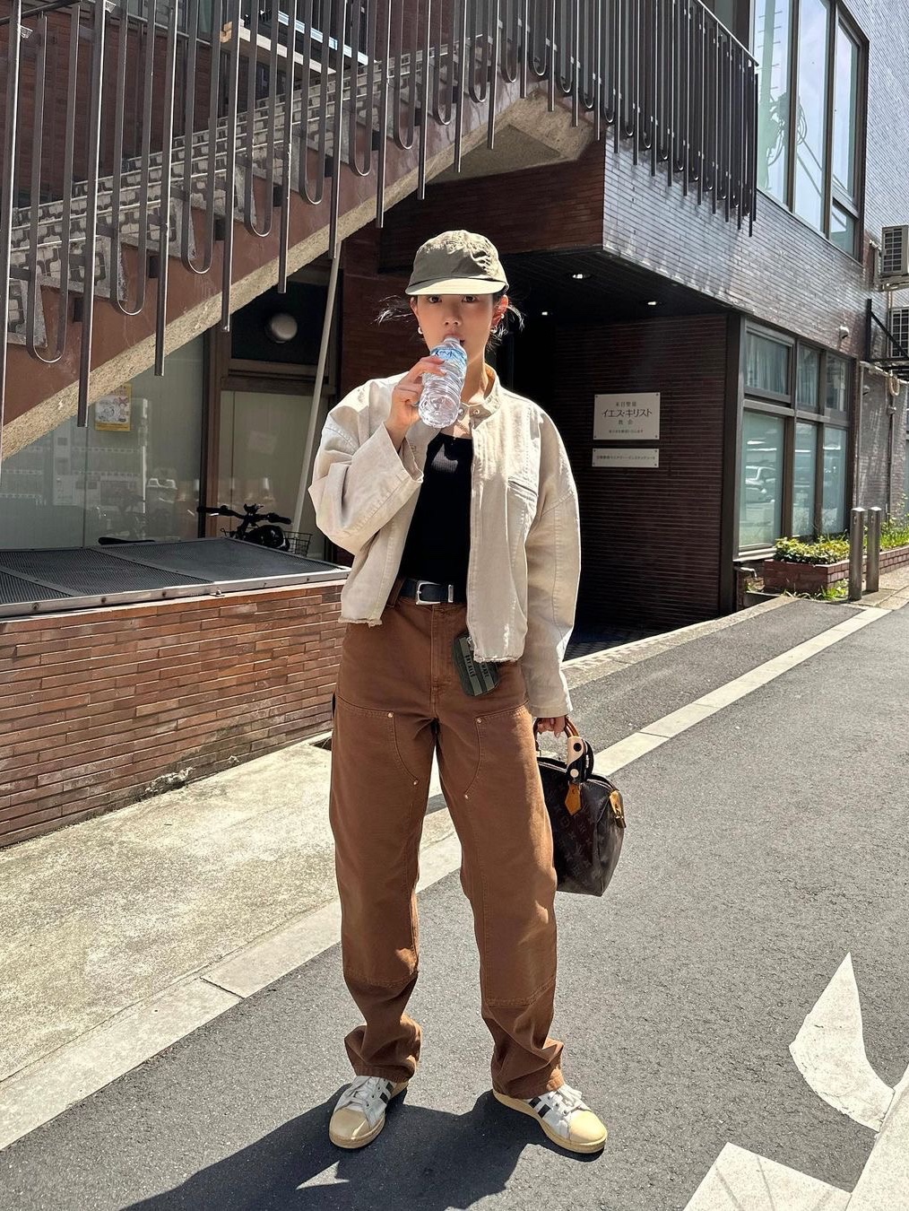 Sllow Garments Biker Dyed Cotton Jacket Beige, Sllow Garments Biker Dyed Cotton Jacket Black 착용 스타일 - 1