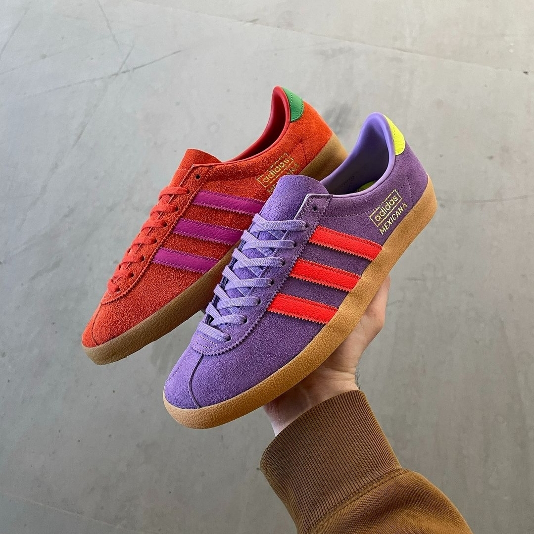 Adidas Mexicana Prototype Violet Fusion Solar Red - Size? Exclusive, Adidas x Size? Mexicana Prototype Solar Red 착용 스타일