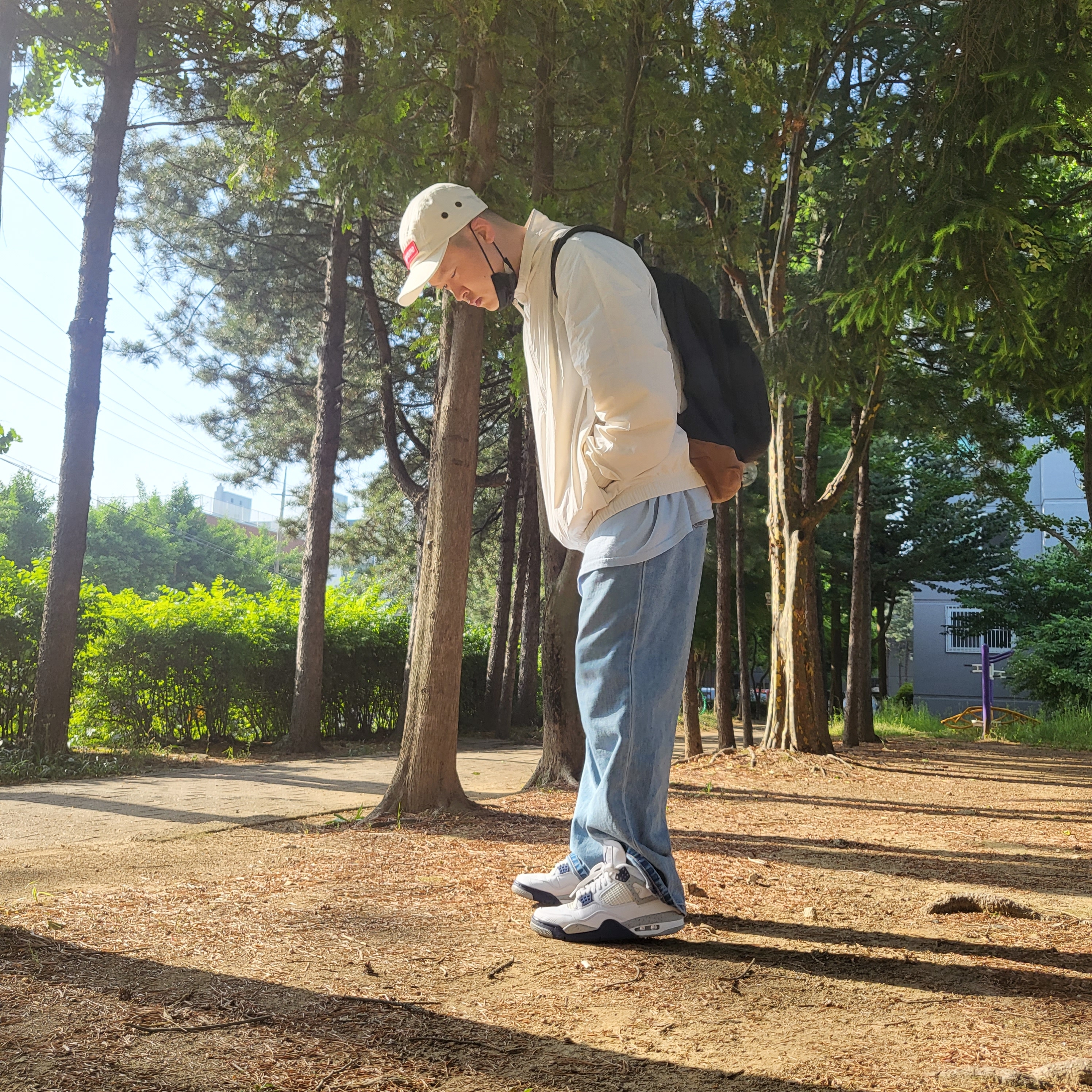 Supreme Military Camp Cap Stone - 22SS, Stussy Flower Grid Pigment Dyed T-Shirt Sky Blue 착용 스타일 - 1