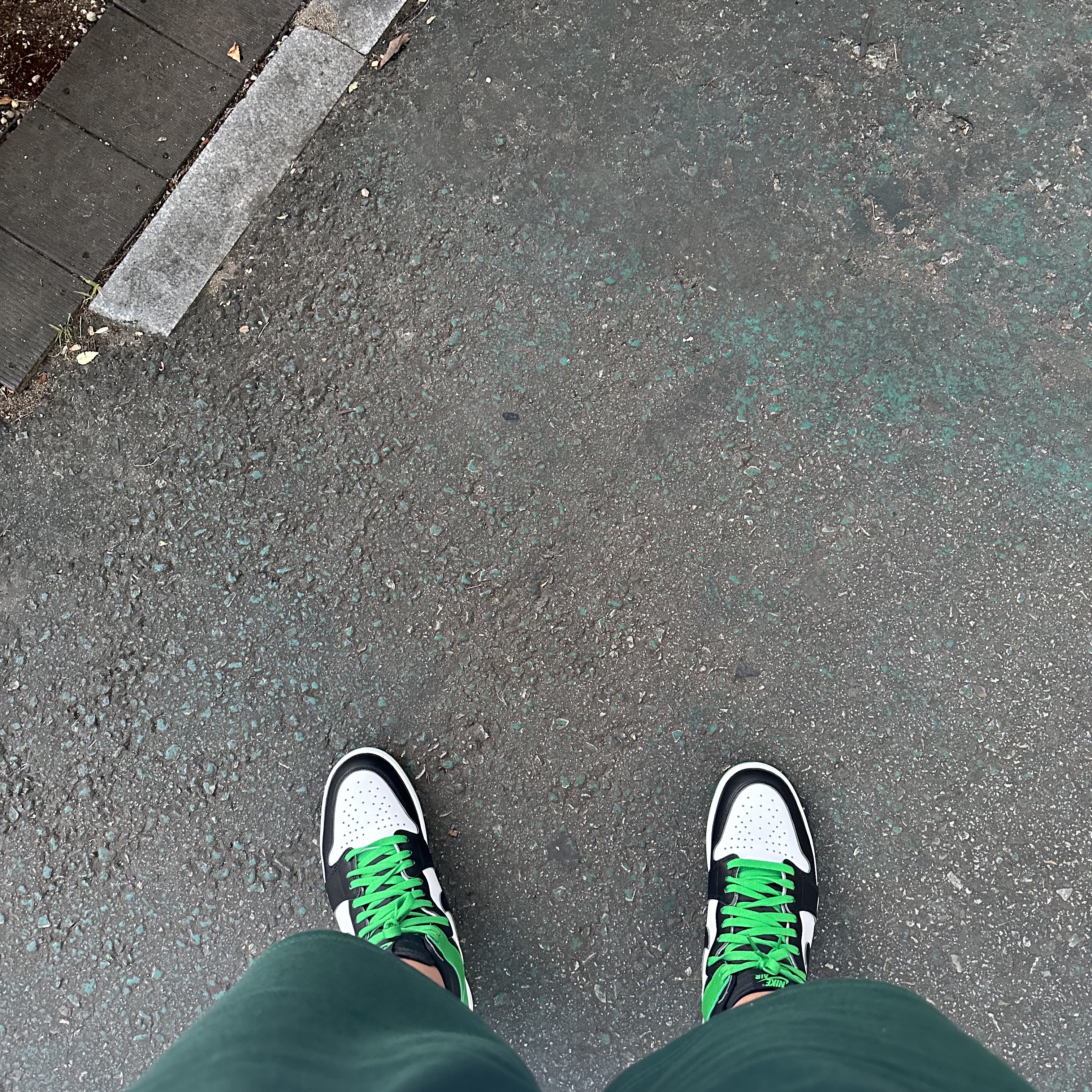 Jordan 1 Retro High OG Black and Lucky Green 착용 스타일 - 2