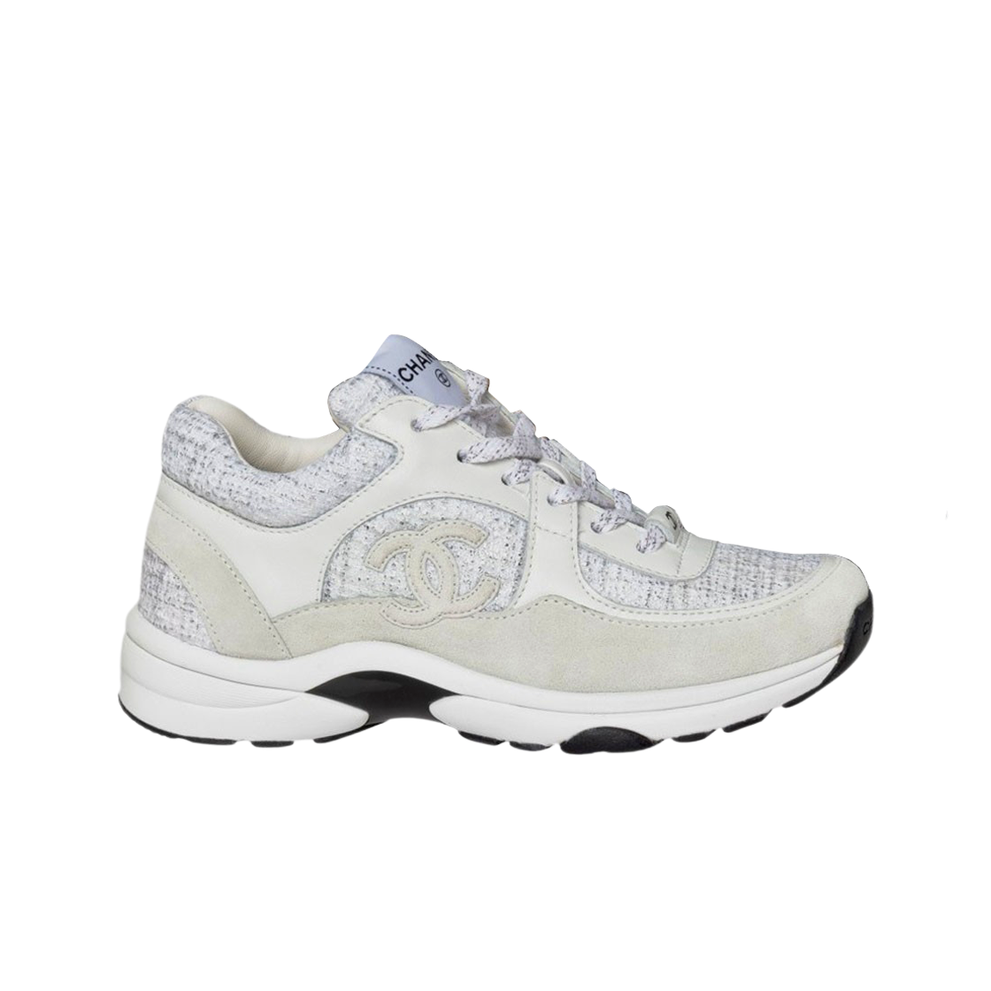 (W) 샤넬 스니커즈 페인티드 이리디센트 코튼 트위드 스웨이드 & 화이트 실버 멀티컬러