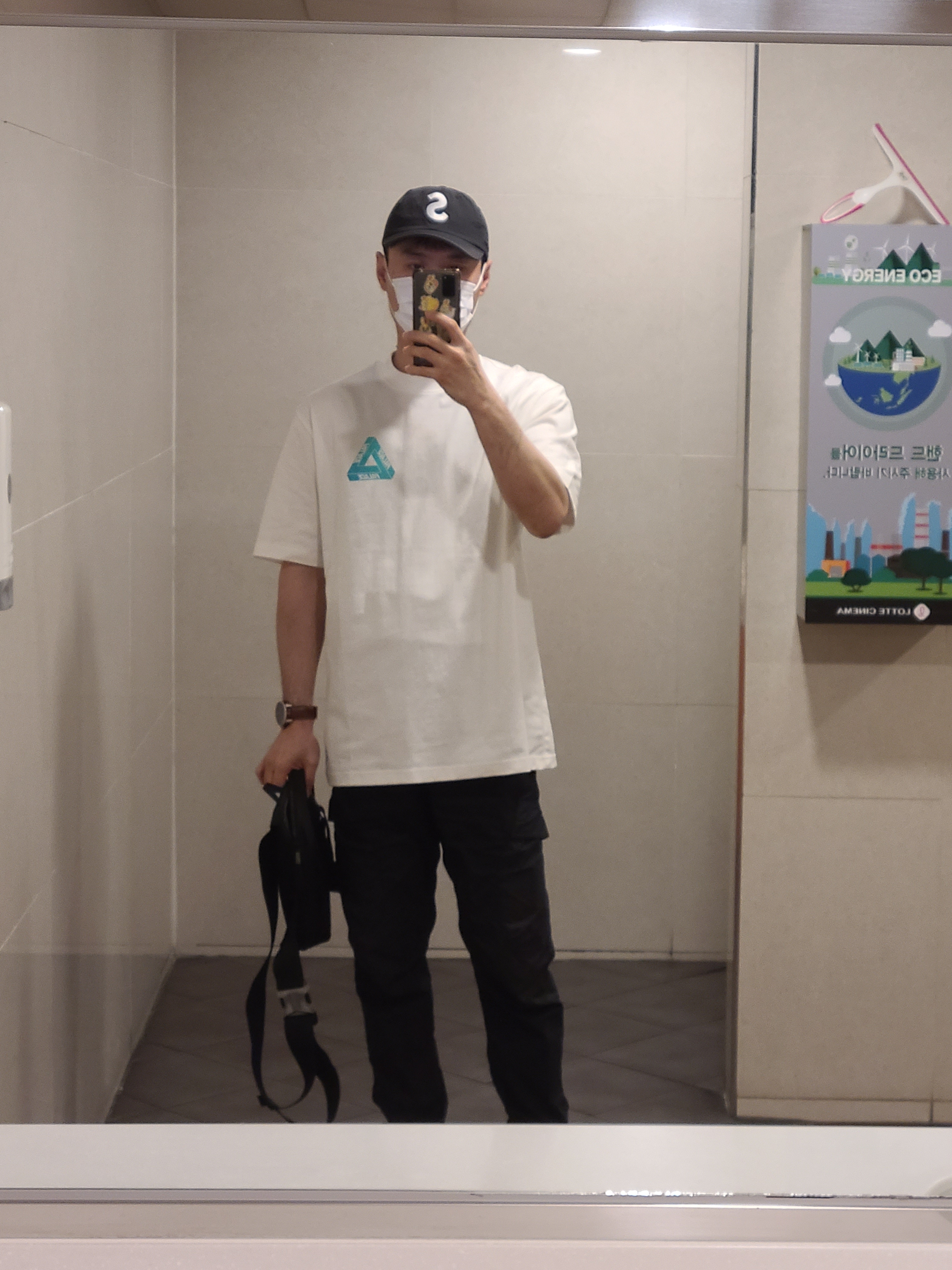 Palace Reacto Tri-Ferg T-Shirt White - 23SS 착용 스타일 - 1