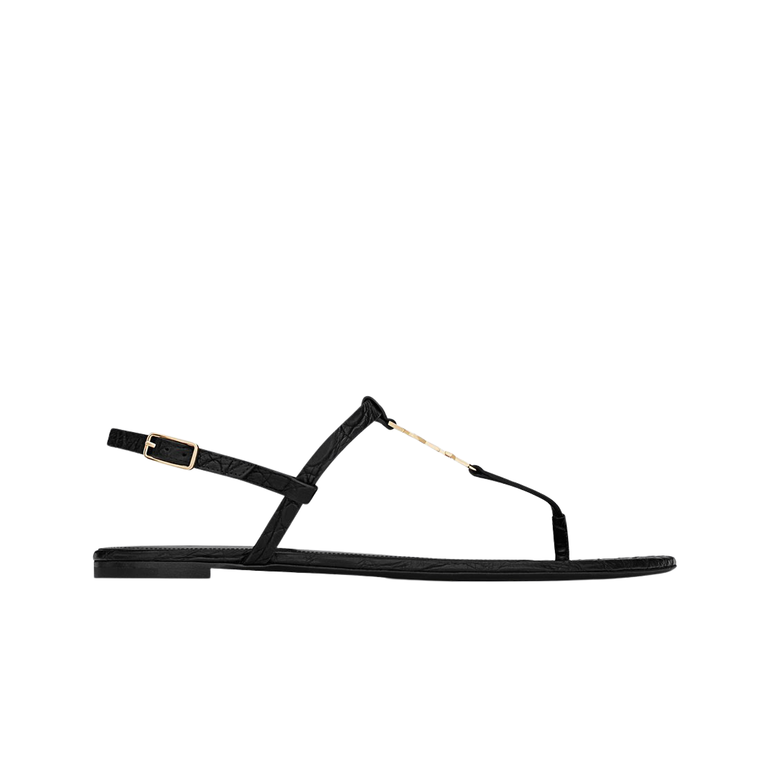 (W) 생로랑 크로커다일 엠보스 레더 카산드라 샌들 블랙((W) Saint Laurent Cassandra Sandals in Crocodile Embossed Leather Black) - 1