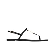 (W) Saint Laurent Cassandra Sandals in Crocodile Embossed Leather Black