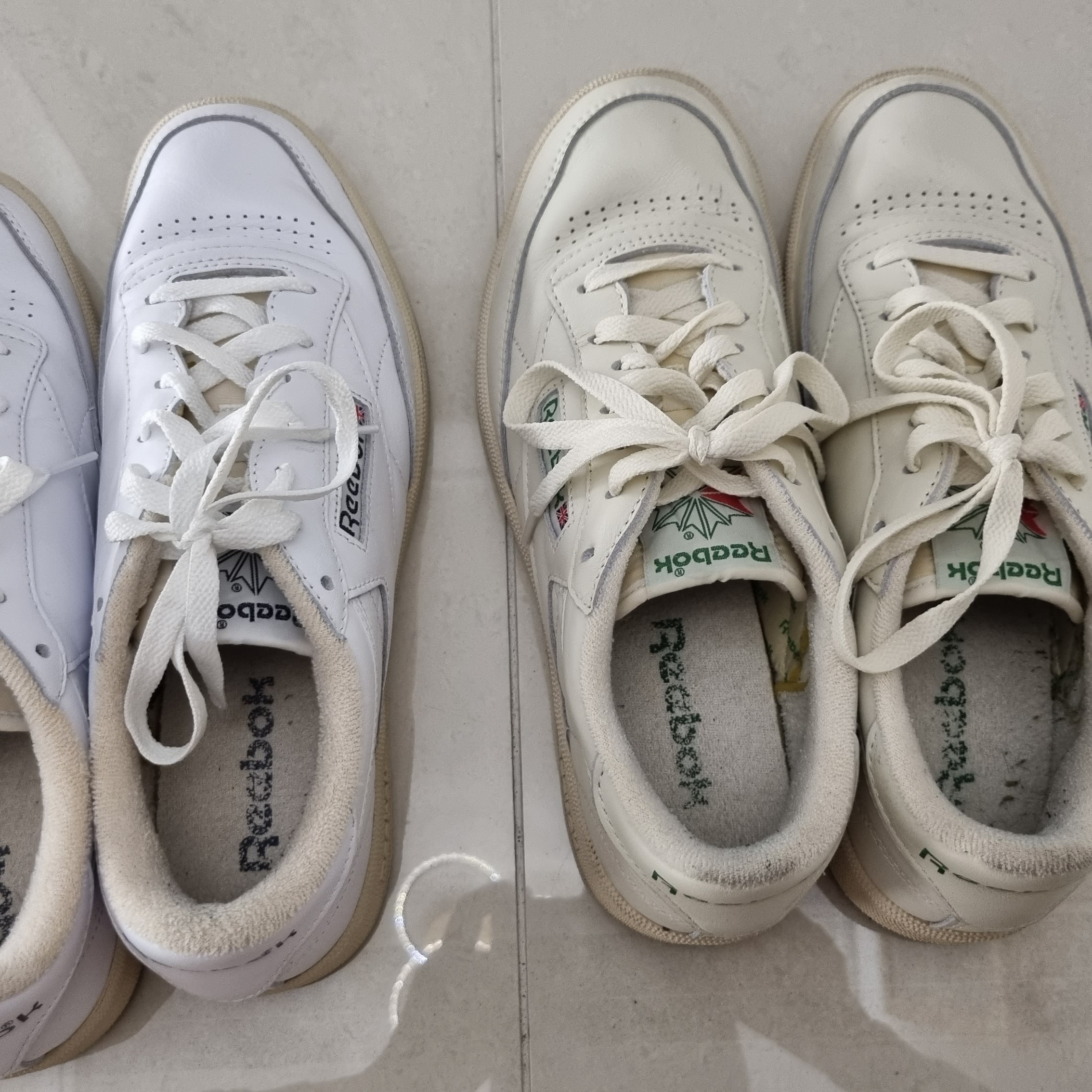 Reebok Club C 85 Vintage Retro White, Reebok Club C 85 Vintage Chalk Green 착용 스타일 - 2