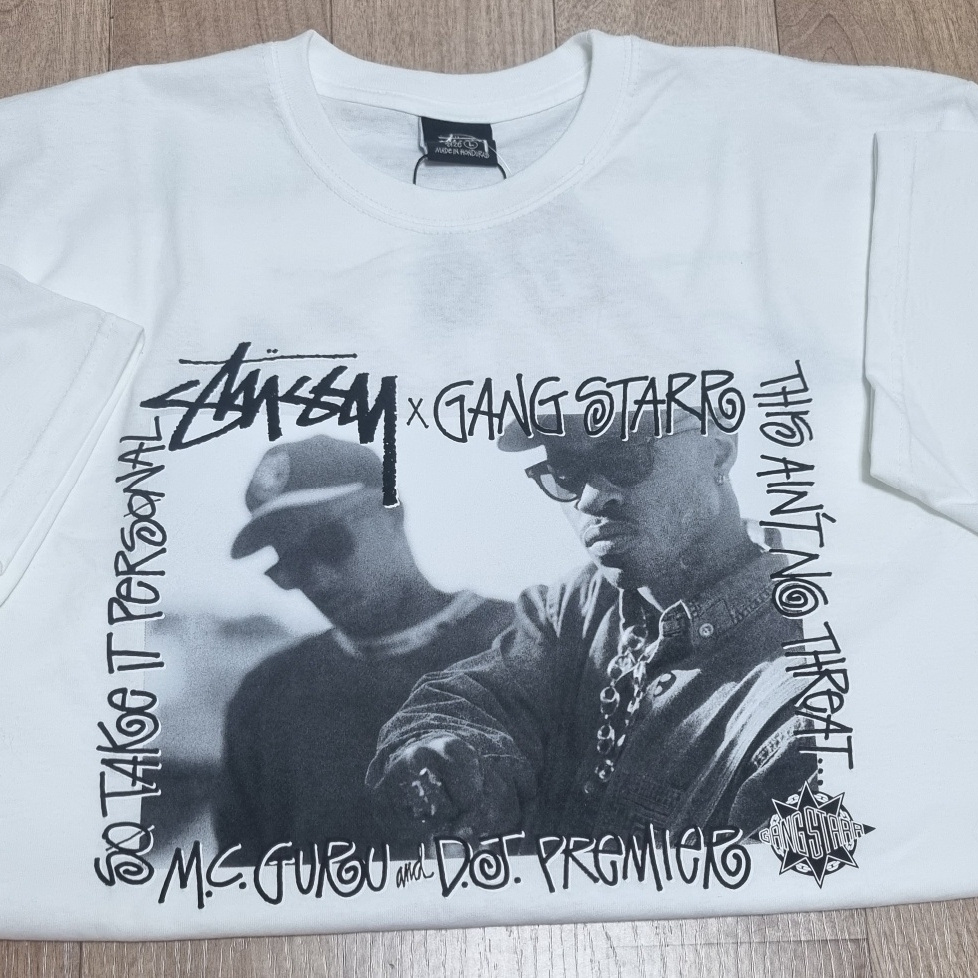 Stussy x Gang Starr Take It Personal T-Shirt White 착용 스타일