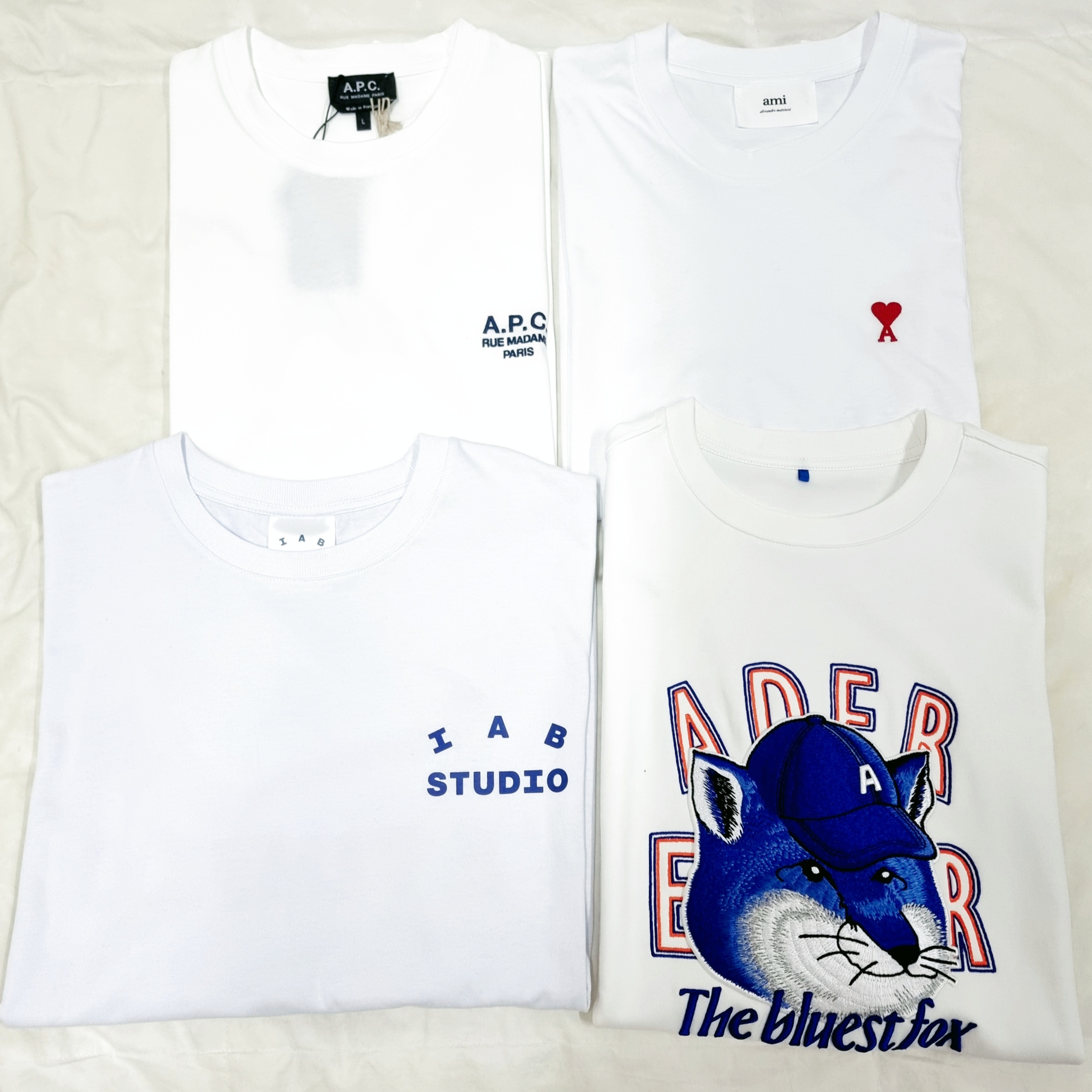A.P.C. Raymond T-Shirt White, IAB Studio T-Shirt White Navy - 22FW 착용 스타일