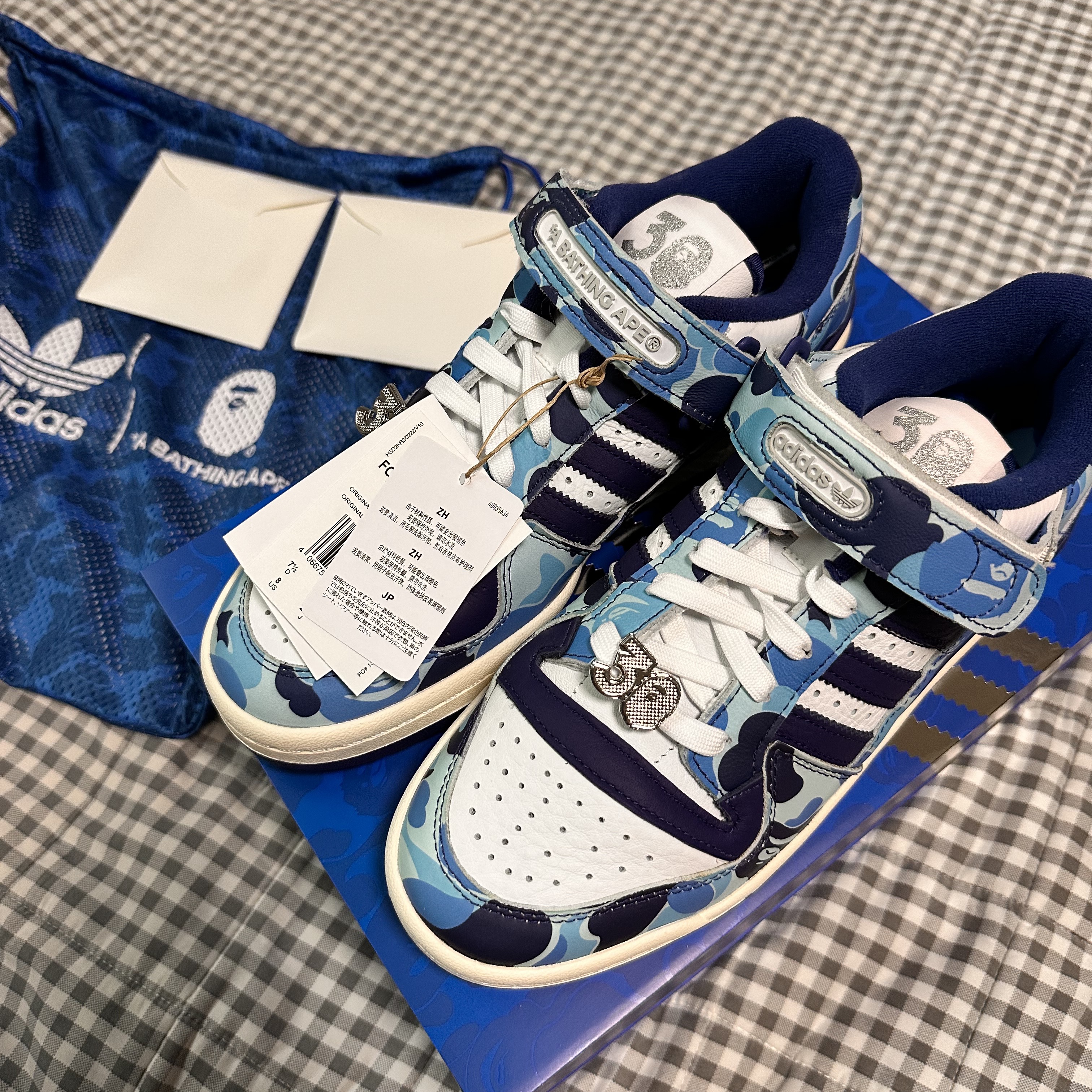 Adidas x BAPE Forum 84 Low Blue Camo 착용 스타일 - 4