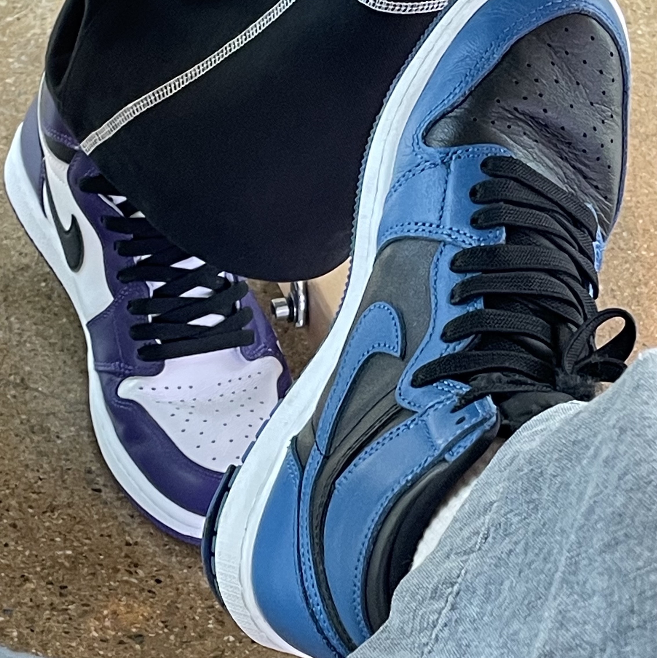 Jordan 1 Retro High OG Dark Marina Blue, Jordan 1 Retro High OG Court Purple 2020 착용 스타일