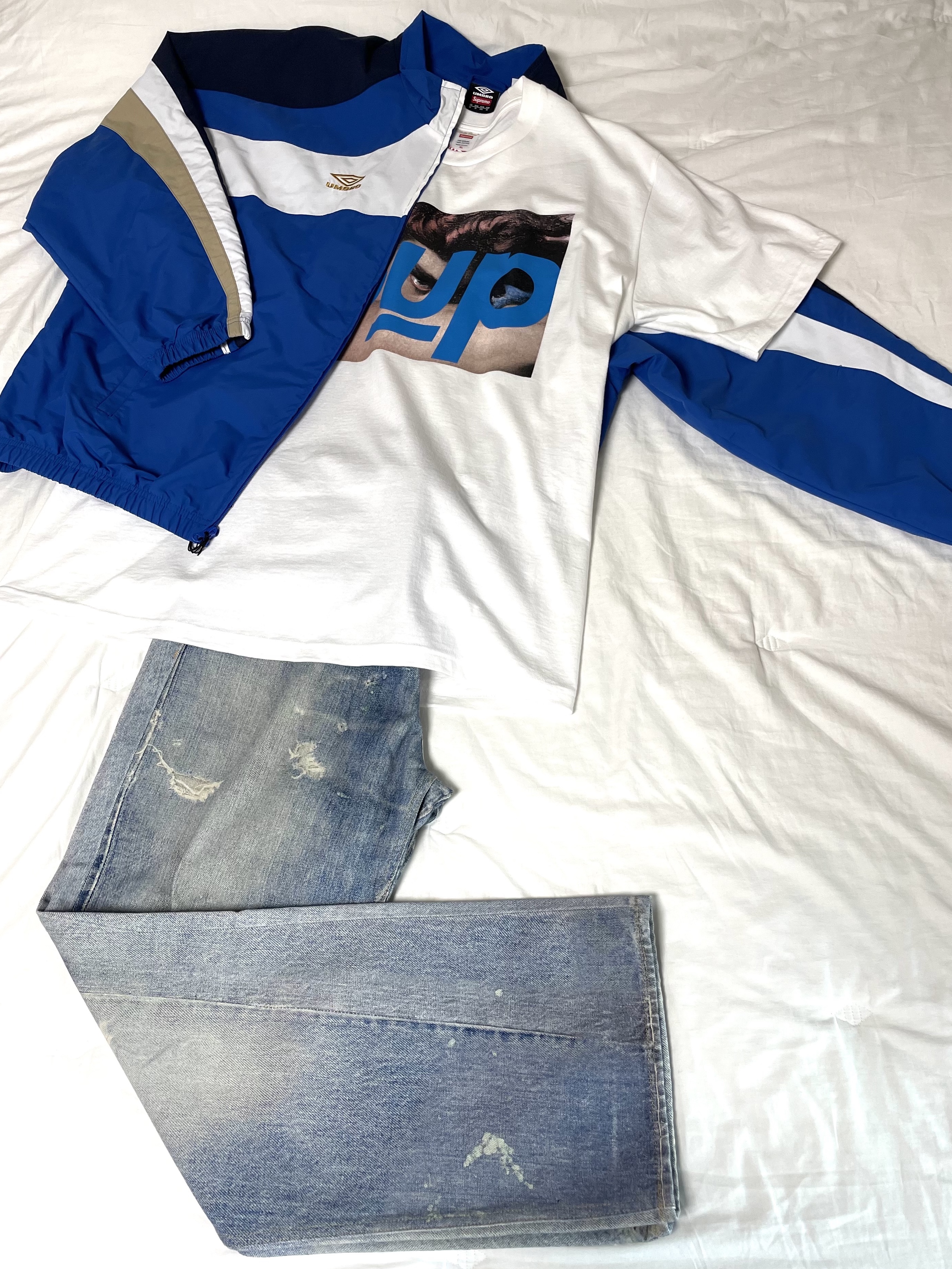 Our Legacy Third Cut Digital Denim Print, Supreme x Undercover Face T-Shirt White - 23SS 착용 스타일
