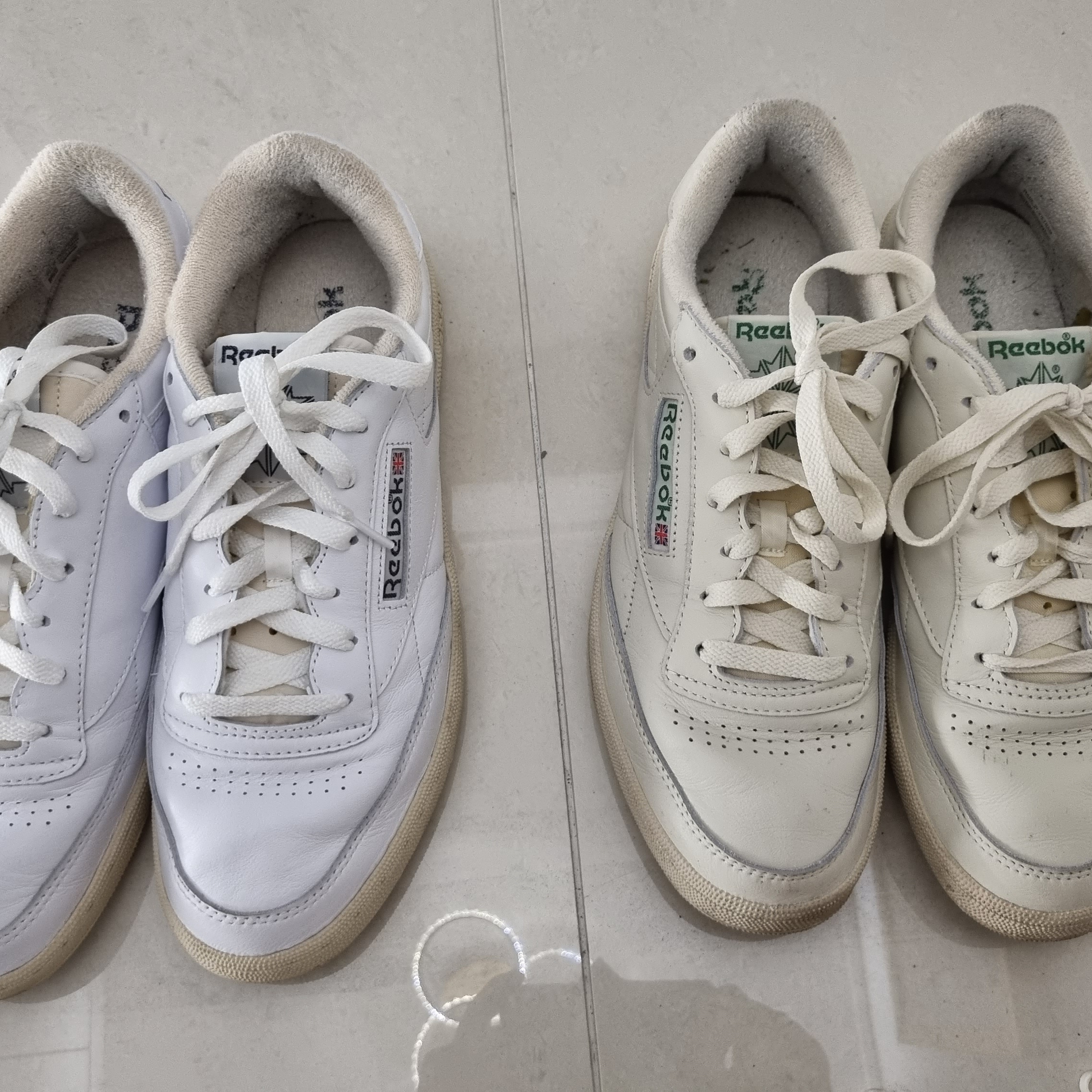 Reebok Club C 85 Vintage Retro White, Reebok Club C 85 Vintage Chalk Green 착용 스타일 - 1