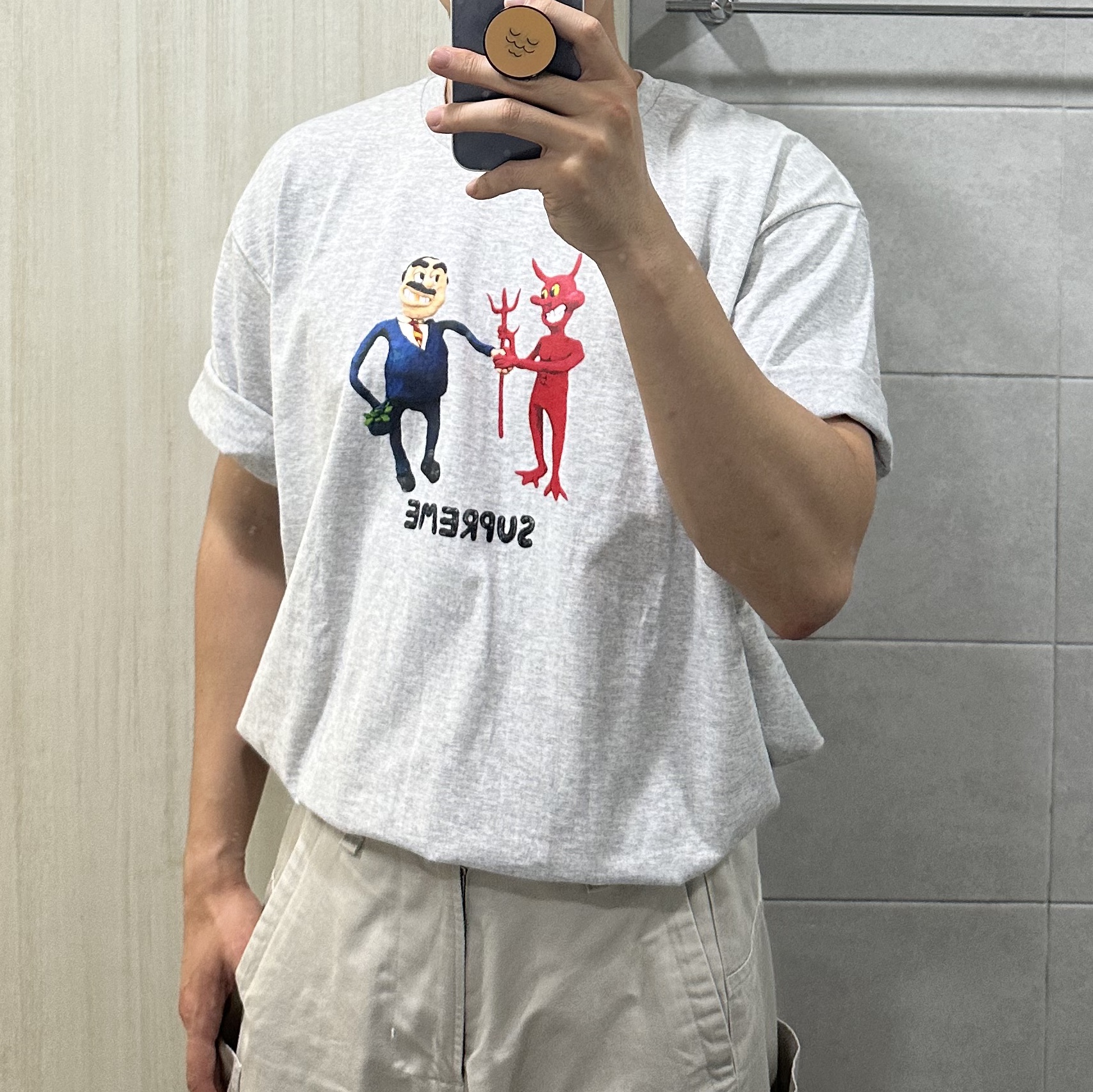 Supreme Business T-Shirt Ash Grey - 23SS 착용 스타일