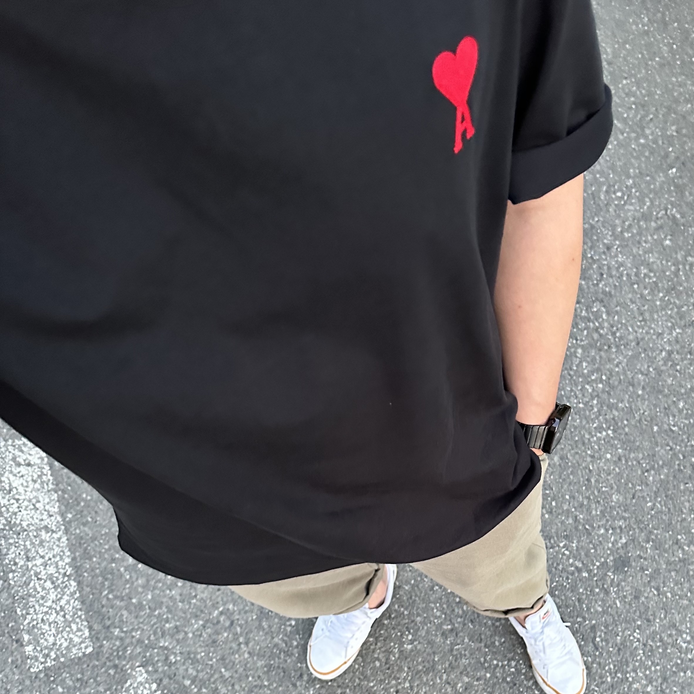 AMI de Coeur T-Shirt Black 착용 스타일