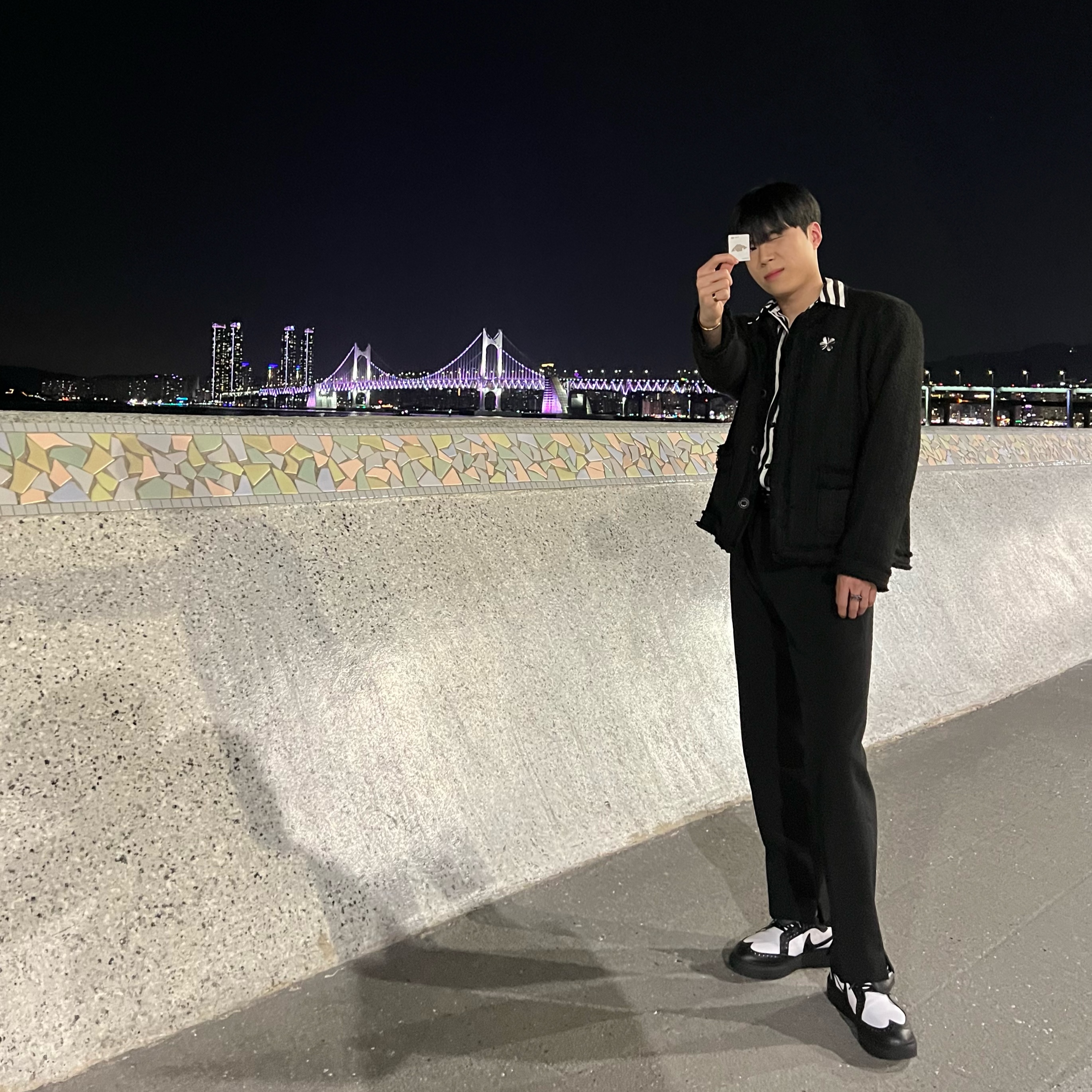 Nike x Peaceminusone Kwondo1 Black and White 착용 스타일