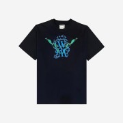 Wooyoungmi Cotton Leaf Print Logo T-Shirt Navy - 23SS