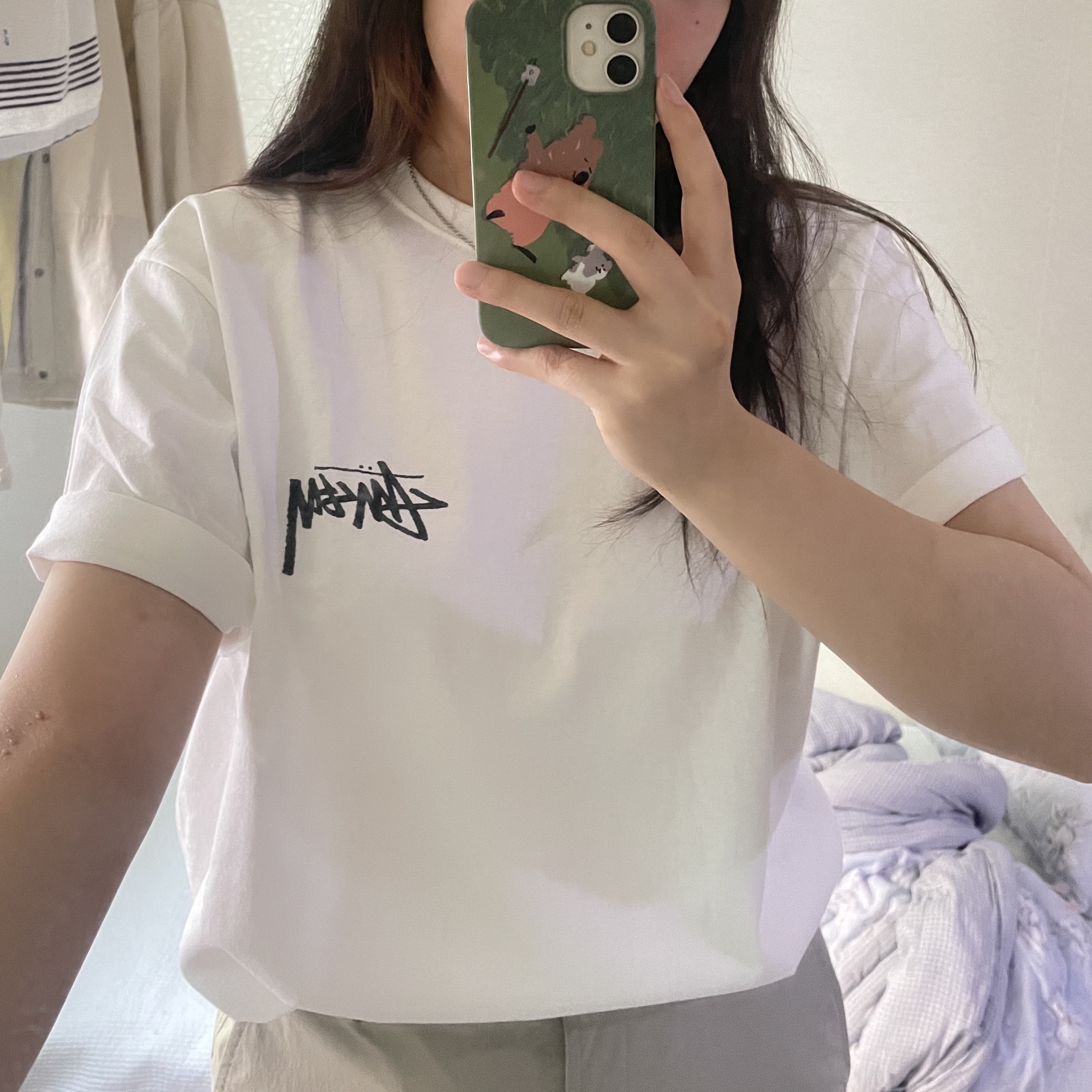 Stussy Plush T-Shirt White 착용 스타일