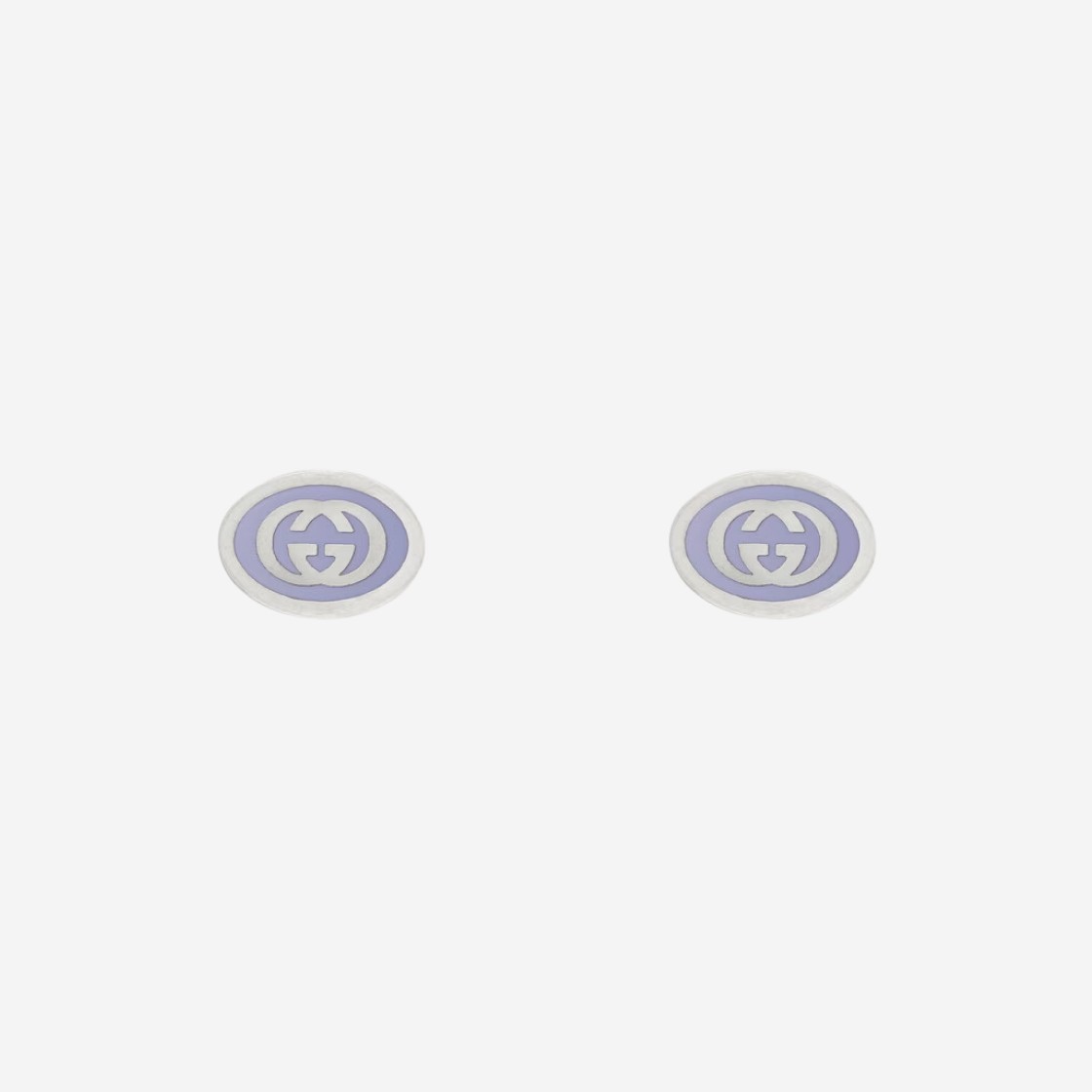 Gucci Interlocking G Enamel Earrings Silver Lilac Enamel 상세 이미지 1