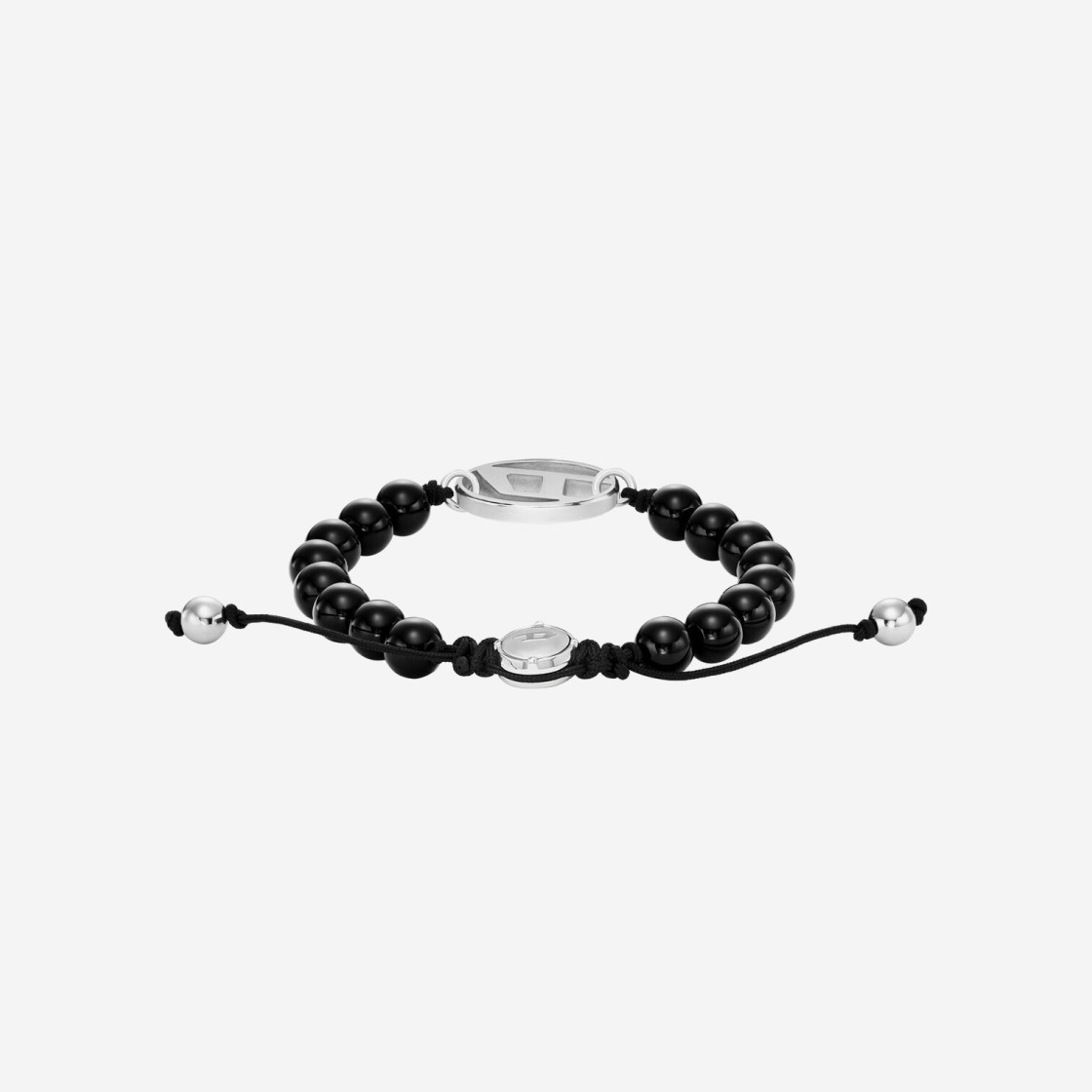 Diesel Dx1434 Oval D Logo Agate Beaded Bracelet Black 상세 이미지 2