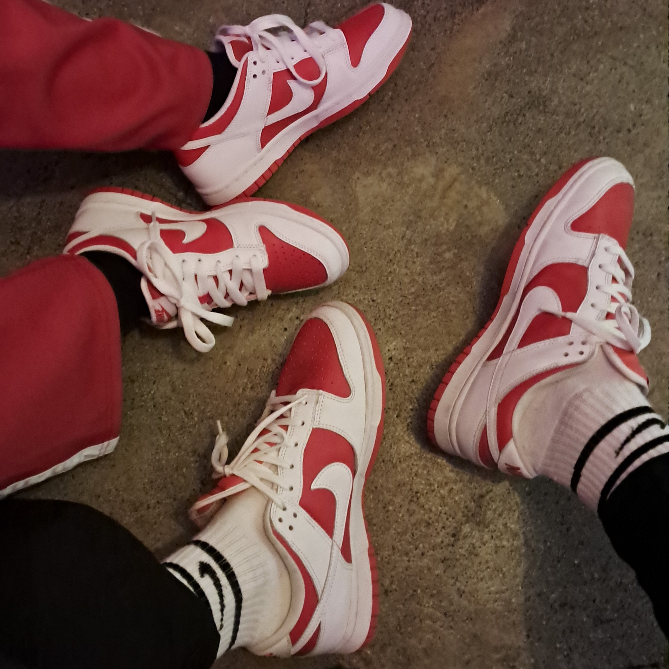 (GS) Nike Dunk Low Retro Championship Red, Nike Dunk Low Retro Championship Red 착용 스타일