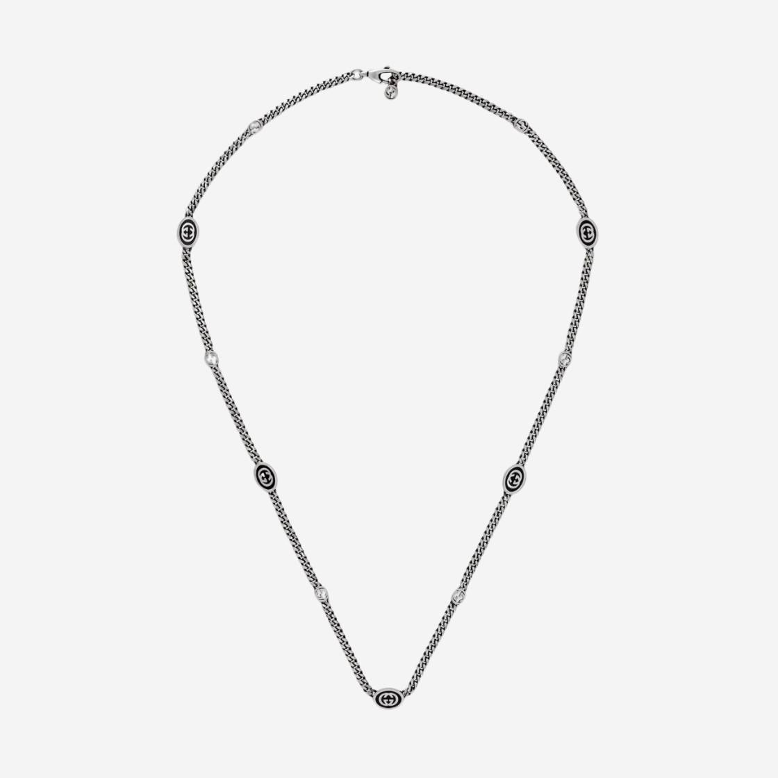 Gucci Thin Interlocking G Enamel Necklace Silver 상세 이미지 1