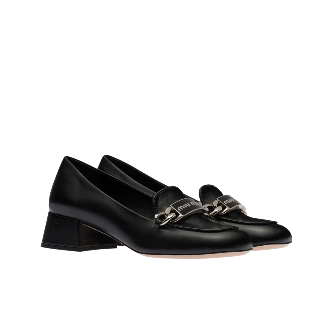 (W) 미우 미우 레더 로퍼 블랙((W) Miu MiuLeather Loafers Black) - 2