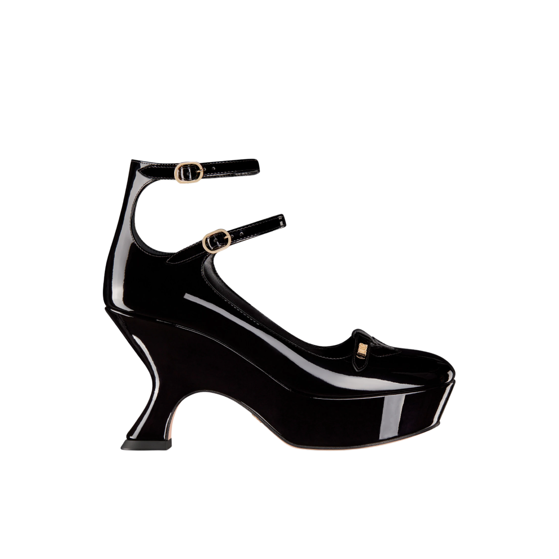 (W) 디올 엠므 펌프스 블랙 페이턴트 카프스킨((W) Dior Aime Pumps Black Patent Calfskin) - 1