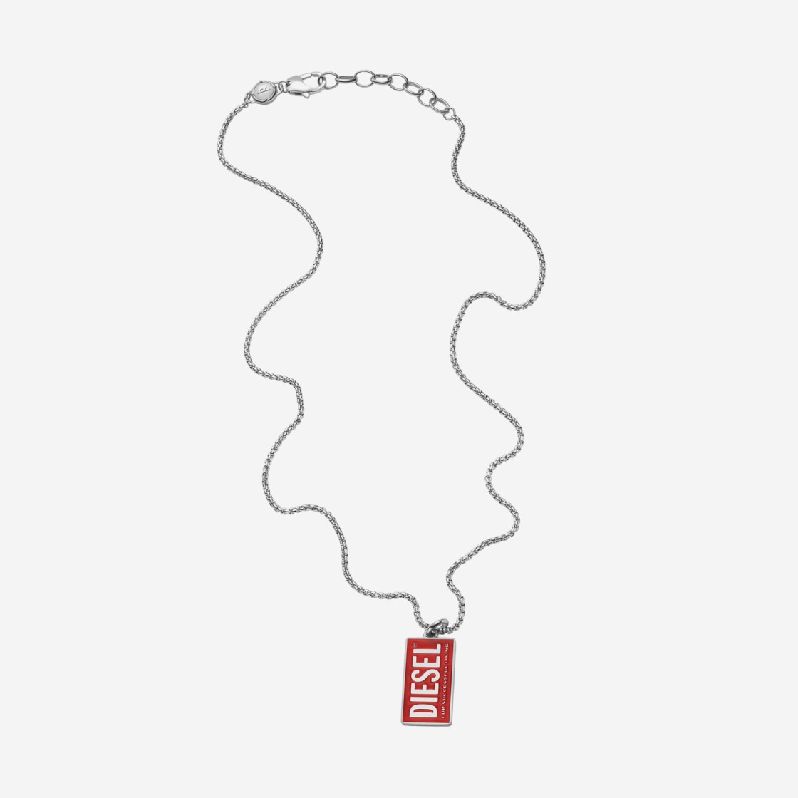 Diesel Dx1368 Stainless Steel Logo Dog Tag Necklace Red 상세 이미지 1