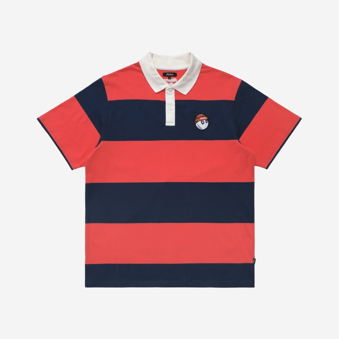 Malbon Golf Wiz Striped Polo Navy Coral 상세 이미지 1