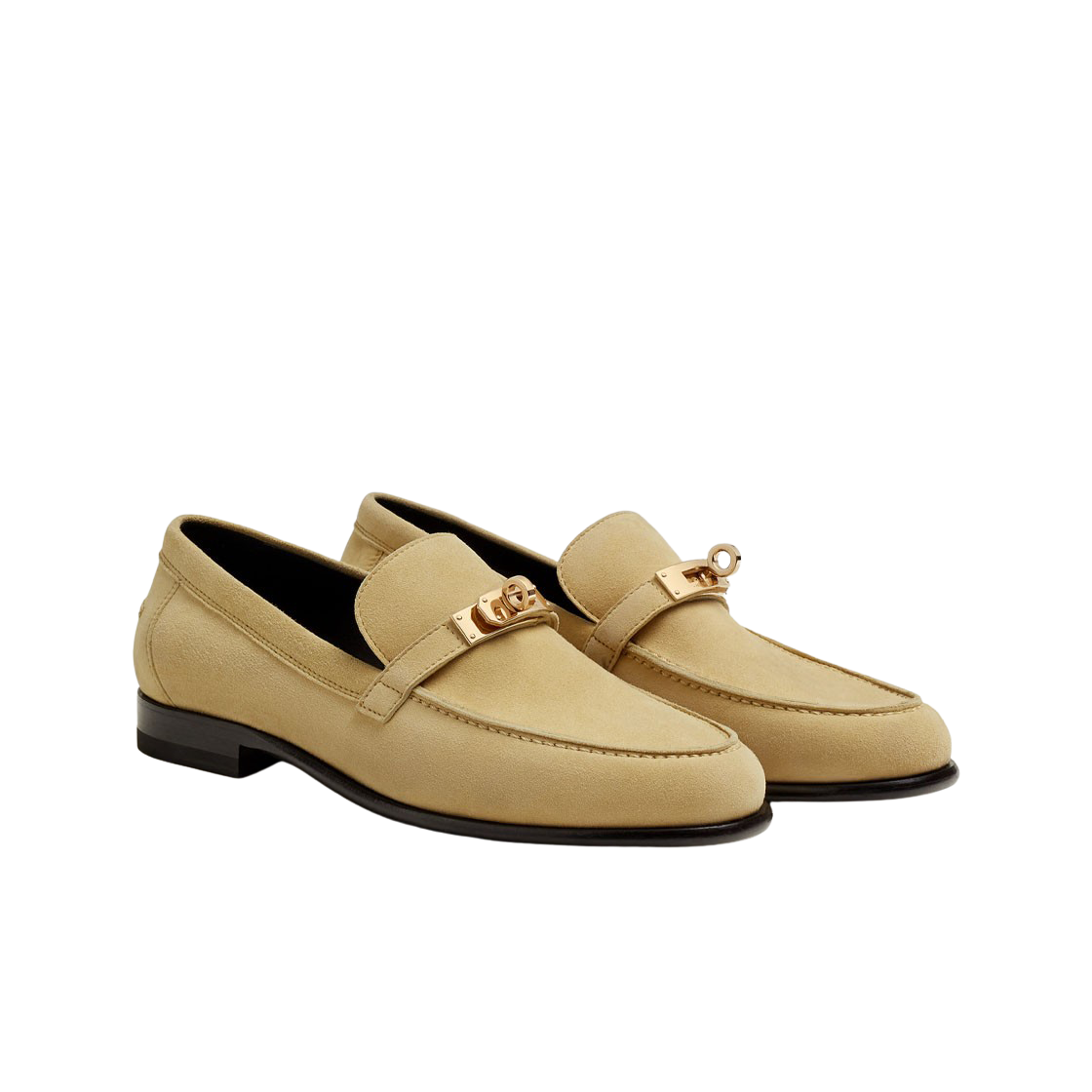 (W) 에르메스 데스틴 로퍼 스웨이드 고트스킨 & 페르마브라스 하드웨어 베쥬 크린((W) Hermes Destin Loafer Suede Goatskin & Permabrass Beige Crin) - 2