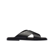 Prada Brushed Leather Slides Black