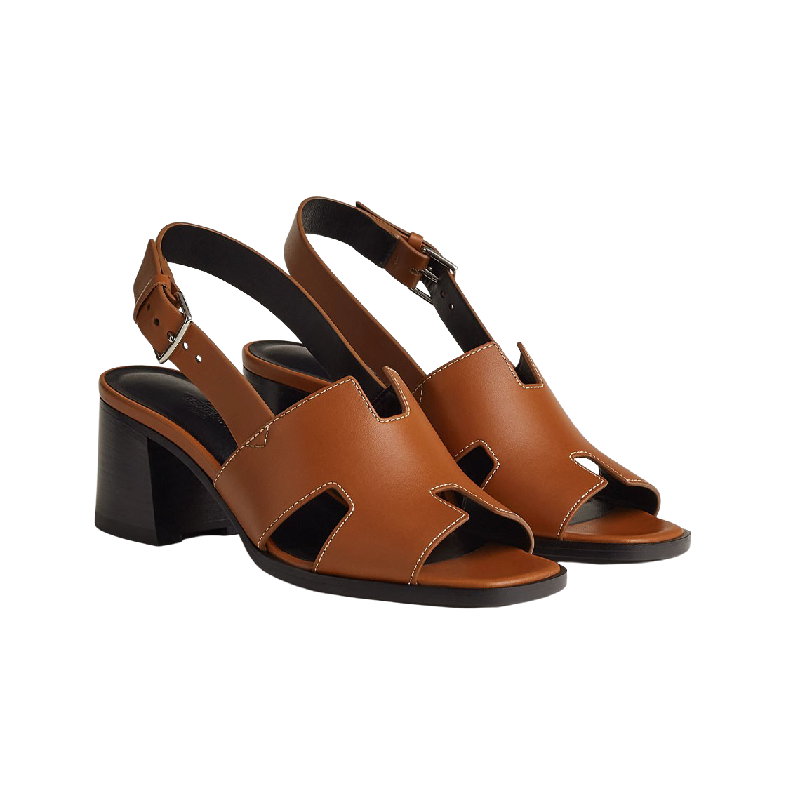 (W) 에르메스 엘베 60 샌들 카프스킨 & 나뛰렐((W) Hermes Elbe 60 Sandal Calfskin & Naturel) - 2