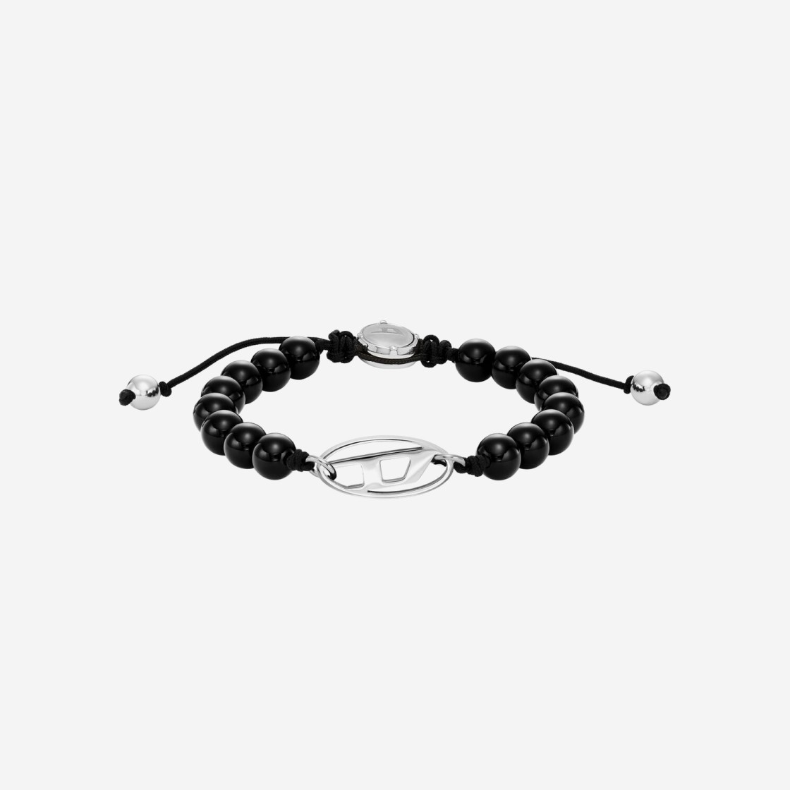 Diesel Dx1434 Oval D Logo Agate Beaded Bracelet Black 상세 이미지 1