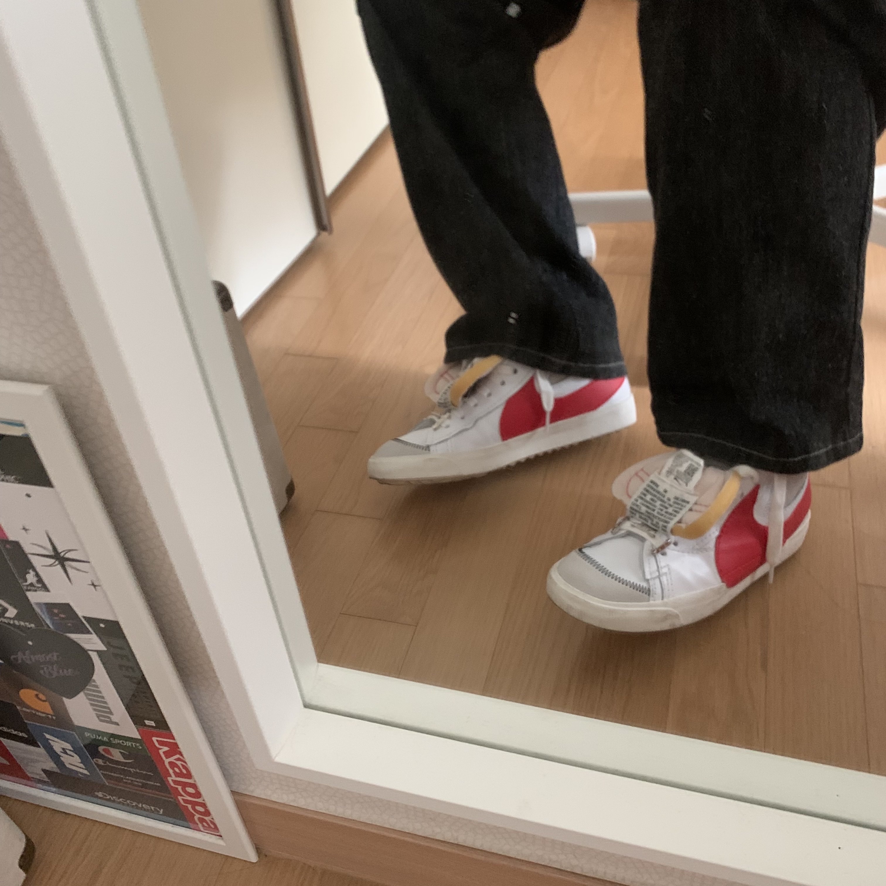 Nike Blazer Mid '77 Jumbo White Habanero Red 착용 스타일 - 3