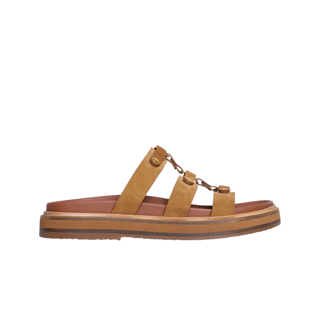 352343003C-04LU (W) Celine Slides Tippi in Suede Calfskin Tan - 대표 이미지 #1